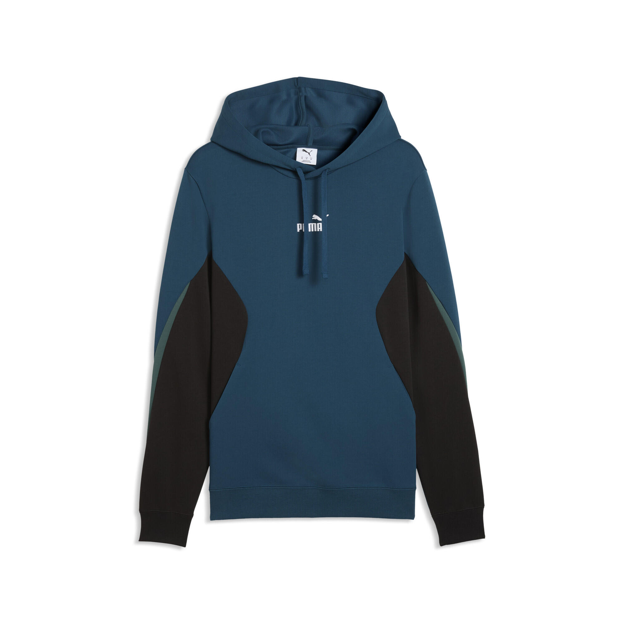 Pulover alergare bărbați cu glugă Essentials Colourblock, negru și gri PUMA