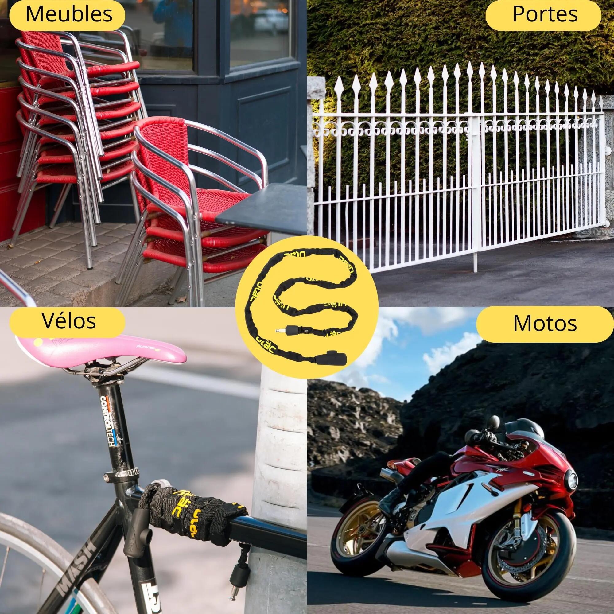 Antivol Vélo Sécurité Scooter Moto Trottinette Haute Sécurité Clé Chaîne 4mm 6/6