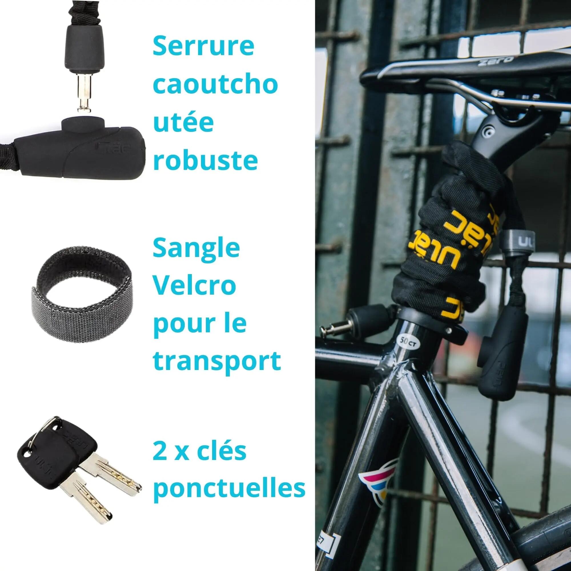 Antivol Vélo Sécurité Scooter Moto Trottinette Haute Sécurité Clé Chaîne 4mm 4/6