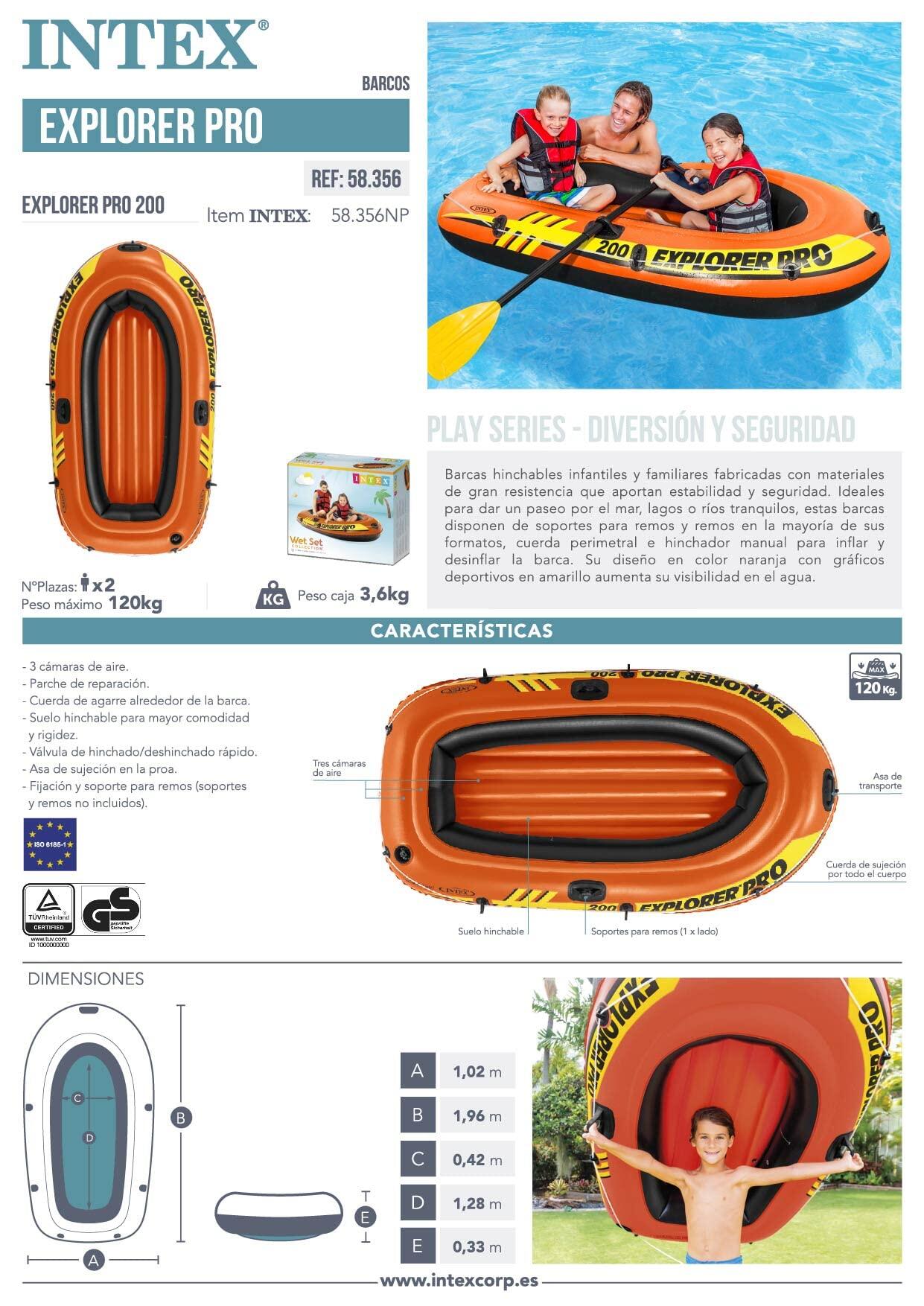 Explorer Pro Inflatable Boat, Boat Only, Two Person (196 x 102 x 33 cm), Orange 6/7