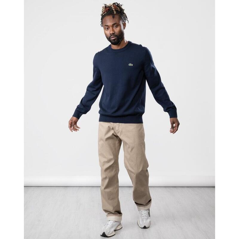 Pulover Lacoste clasic bleumarin cu guler rotund