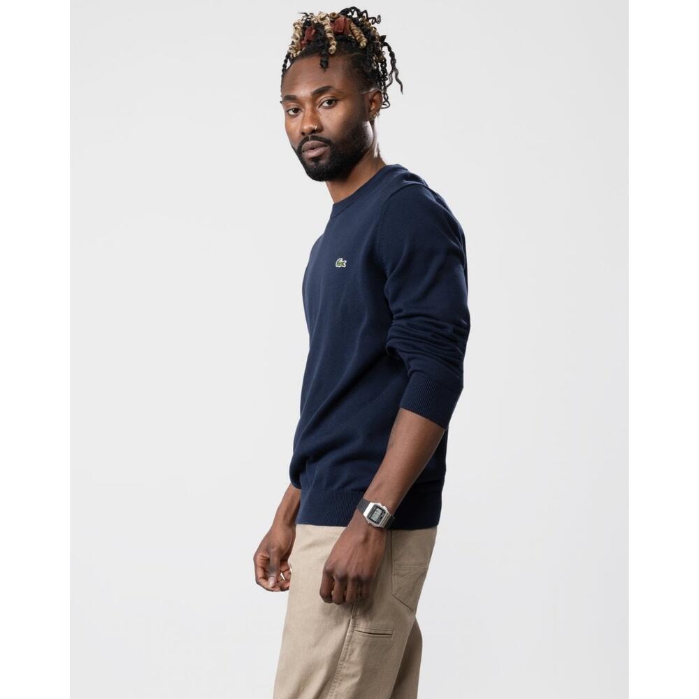 Trui Lacoste klassiek marineblauw met ronde hals 4/6