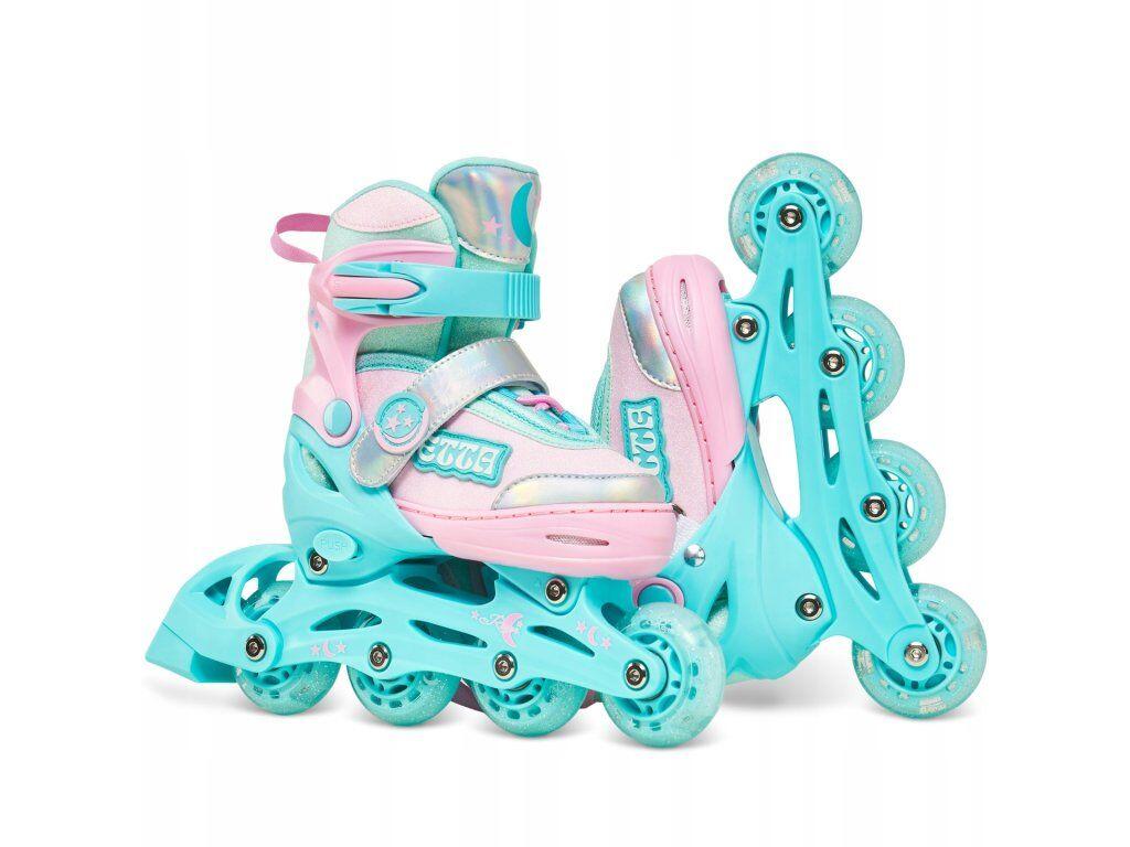 Patines Patines ajustables 4en1 Ruedas Etta Menta/Rosa 9/11