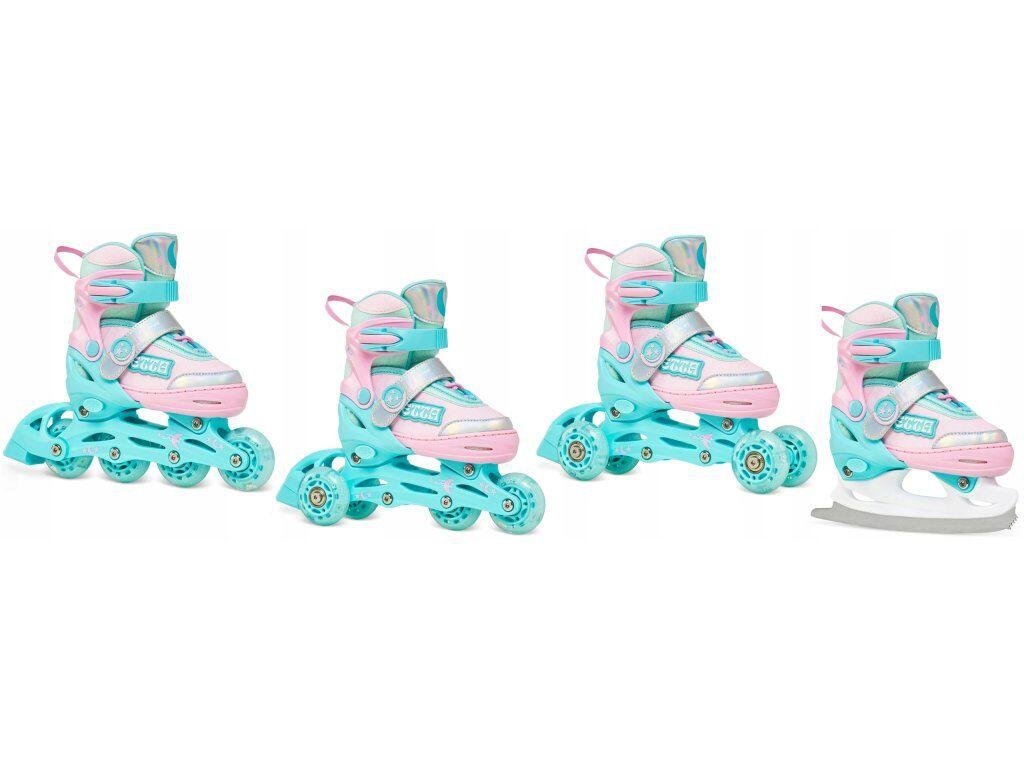 Patines Patines ajustables 4en1 Ruedas Etta Menta/Rosa 11/11