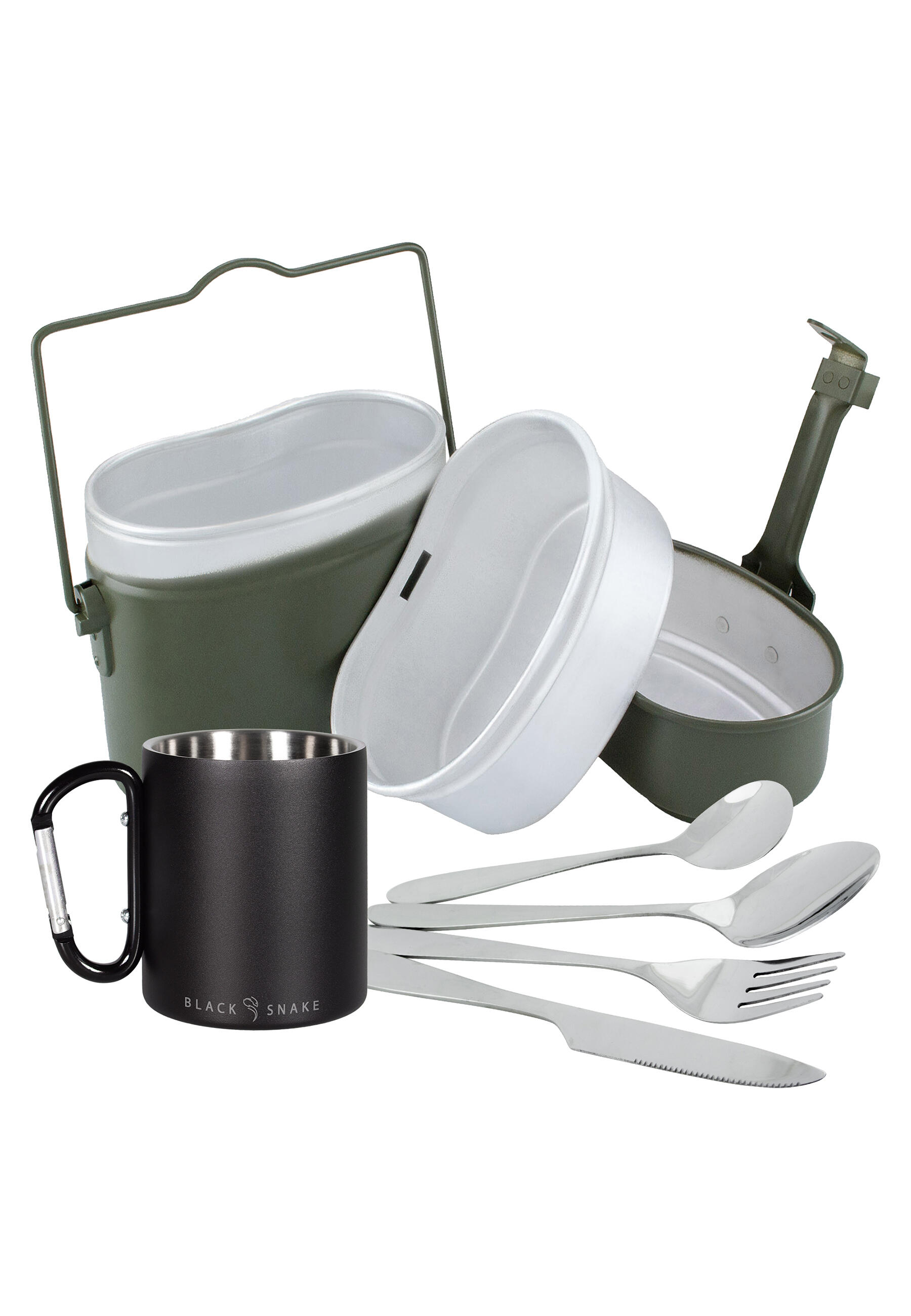 Camping Thermotasse Karabinerhaken, Kochgeschirr und Besteck 'lunch' Set 2/7