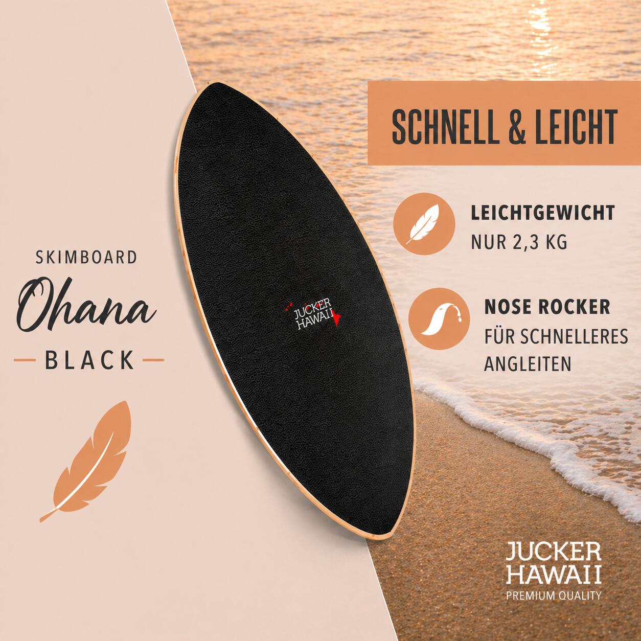 Skimboard OHANA BLACK avec EVA Grip 7/10