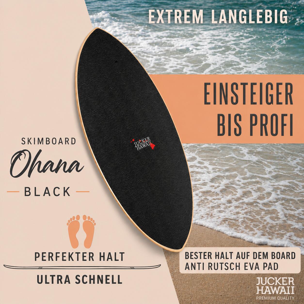 Skimboard OHANA BLACK avec EVA Grip 4/10