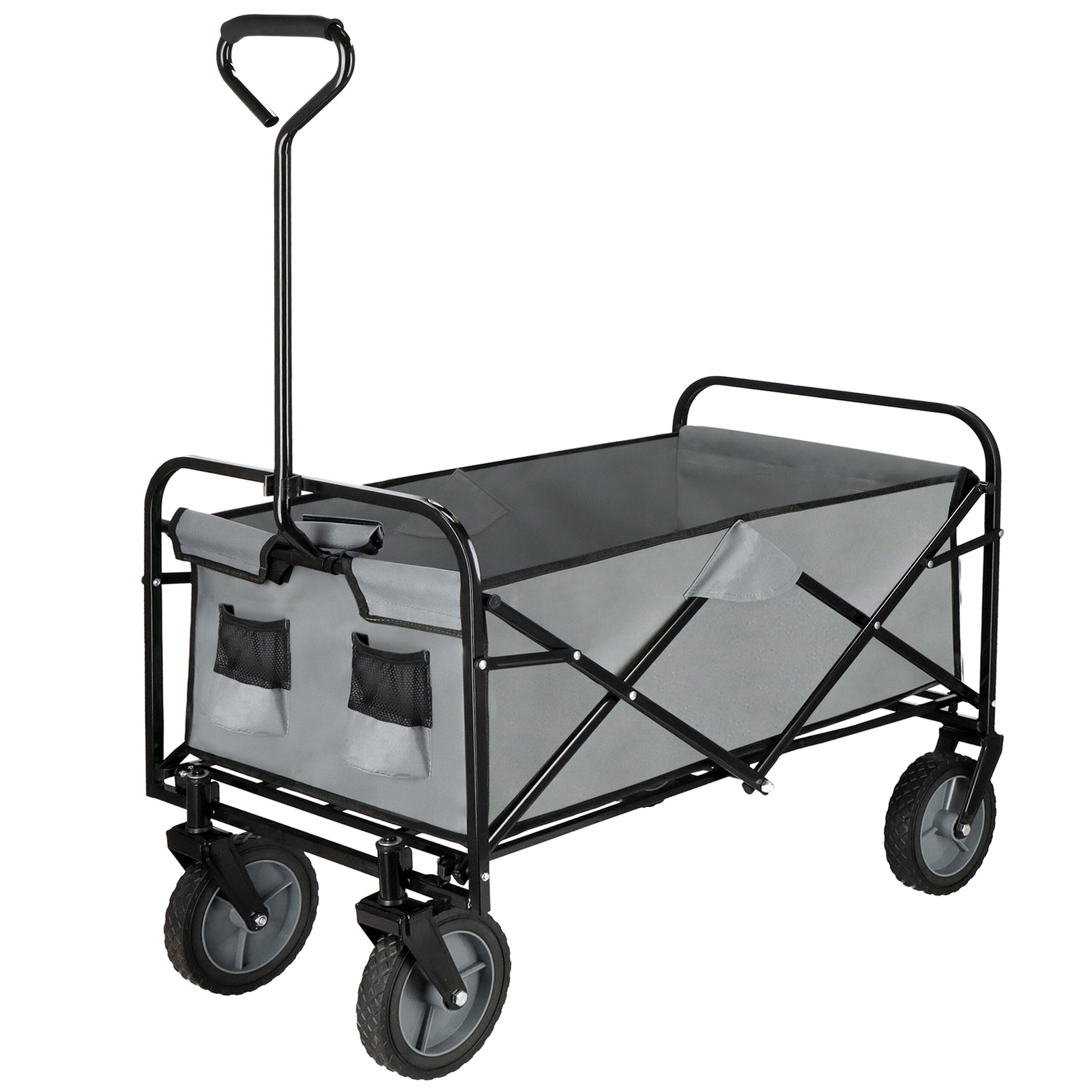Wózek transportowy ogrodowy składany 80 kg szaro-czarny 7/7