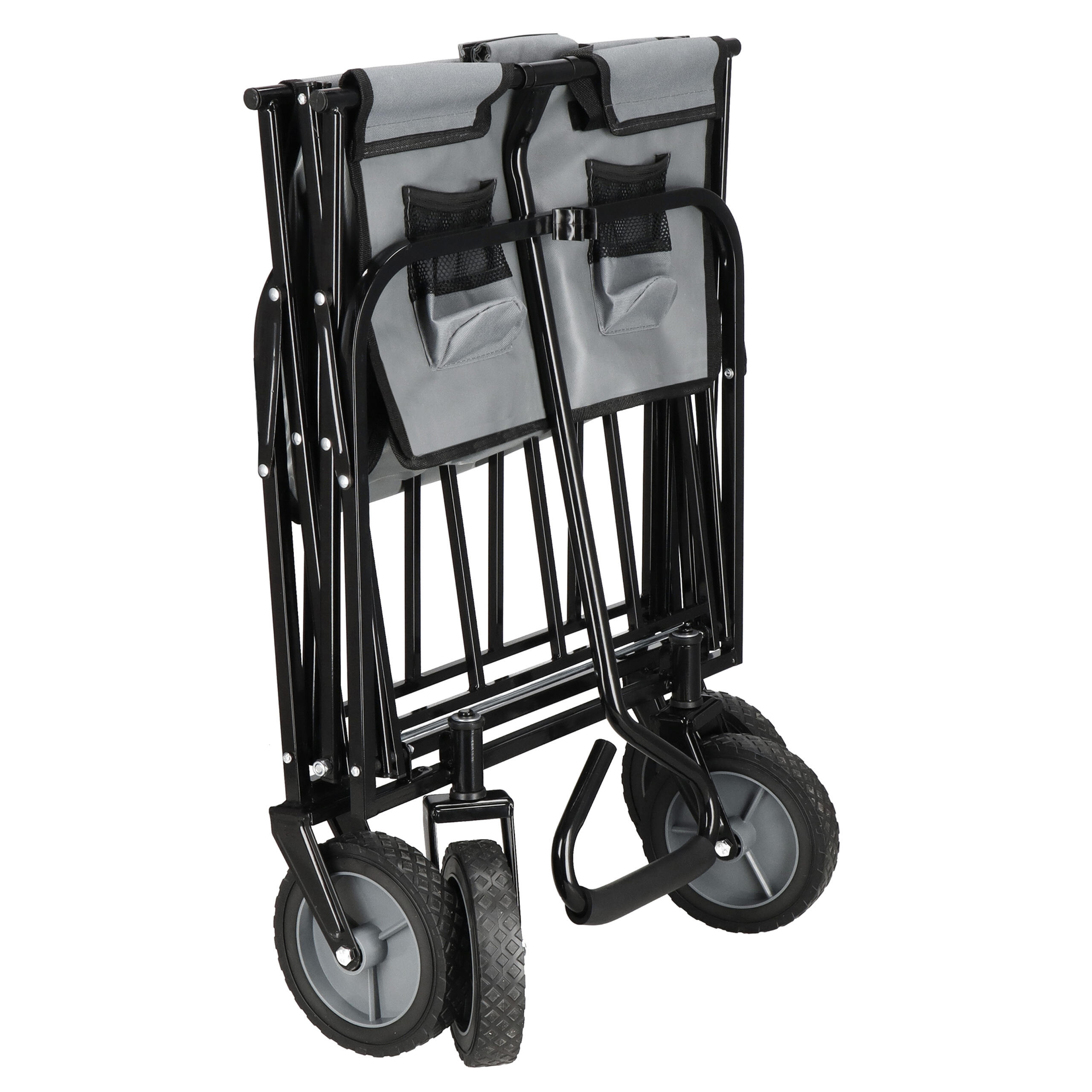Wózek transportowy ogrodowy składany 80 kg szaro-czarny 3/7