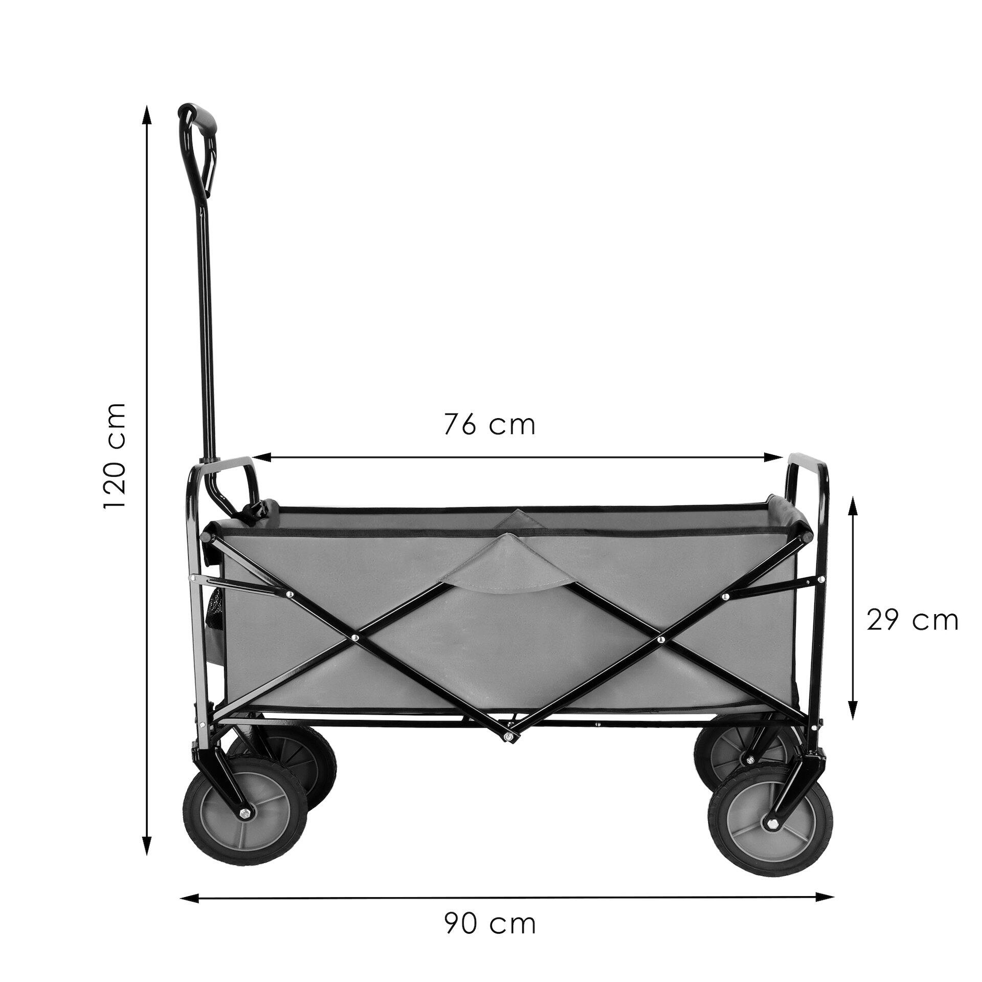 Wózek transportowy ogrodowy składany 80 kg szaro-czarny 2/7