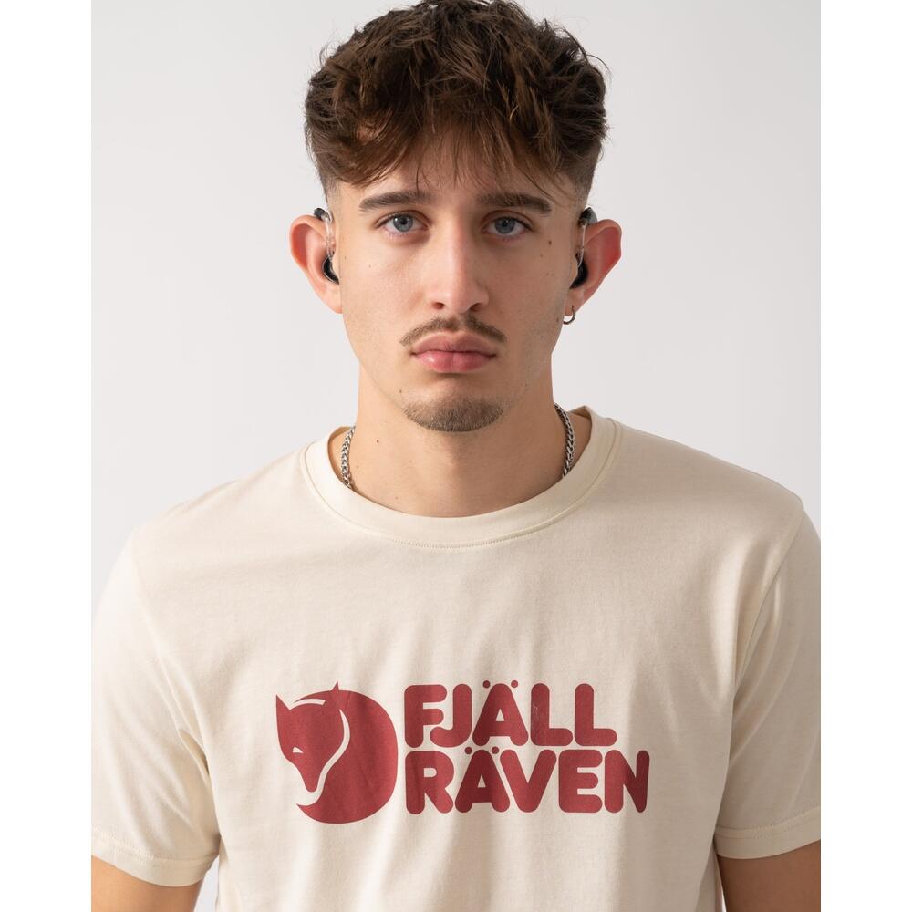 Camiseta Blanco Roto Fjallraven Logo Chalk White Práctica y Duradera 3/6