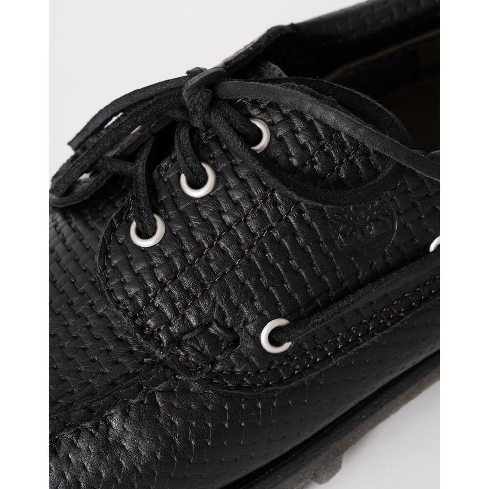 sapato náutico - homem - couro trançado - 3-Eye Lug - preto 5/5
