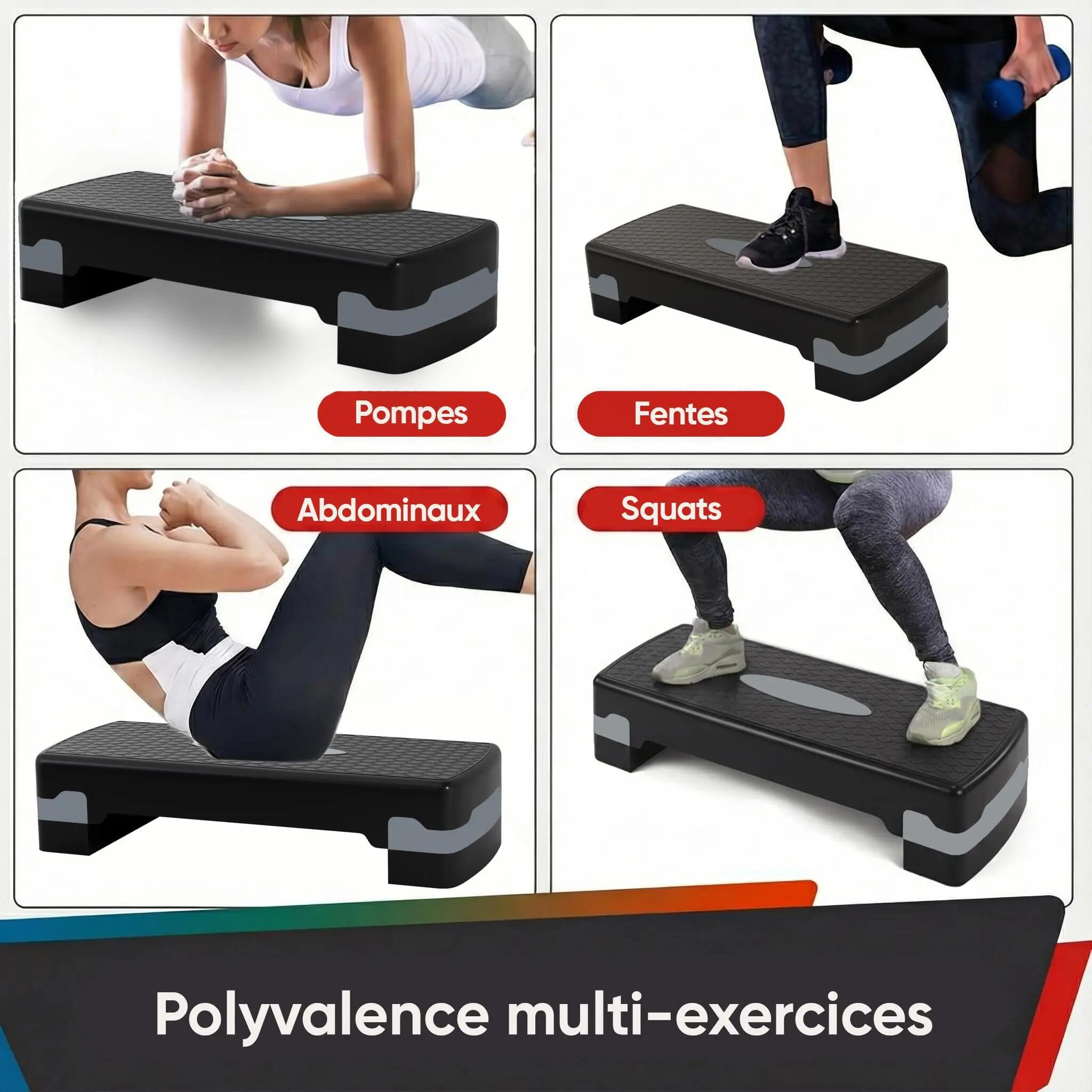 Step Aérobic I Antidérapant, Réglable sur 2 Niveaux I Stepper Fitness 5/6