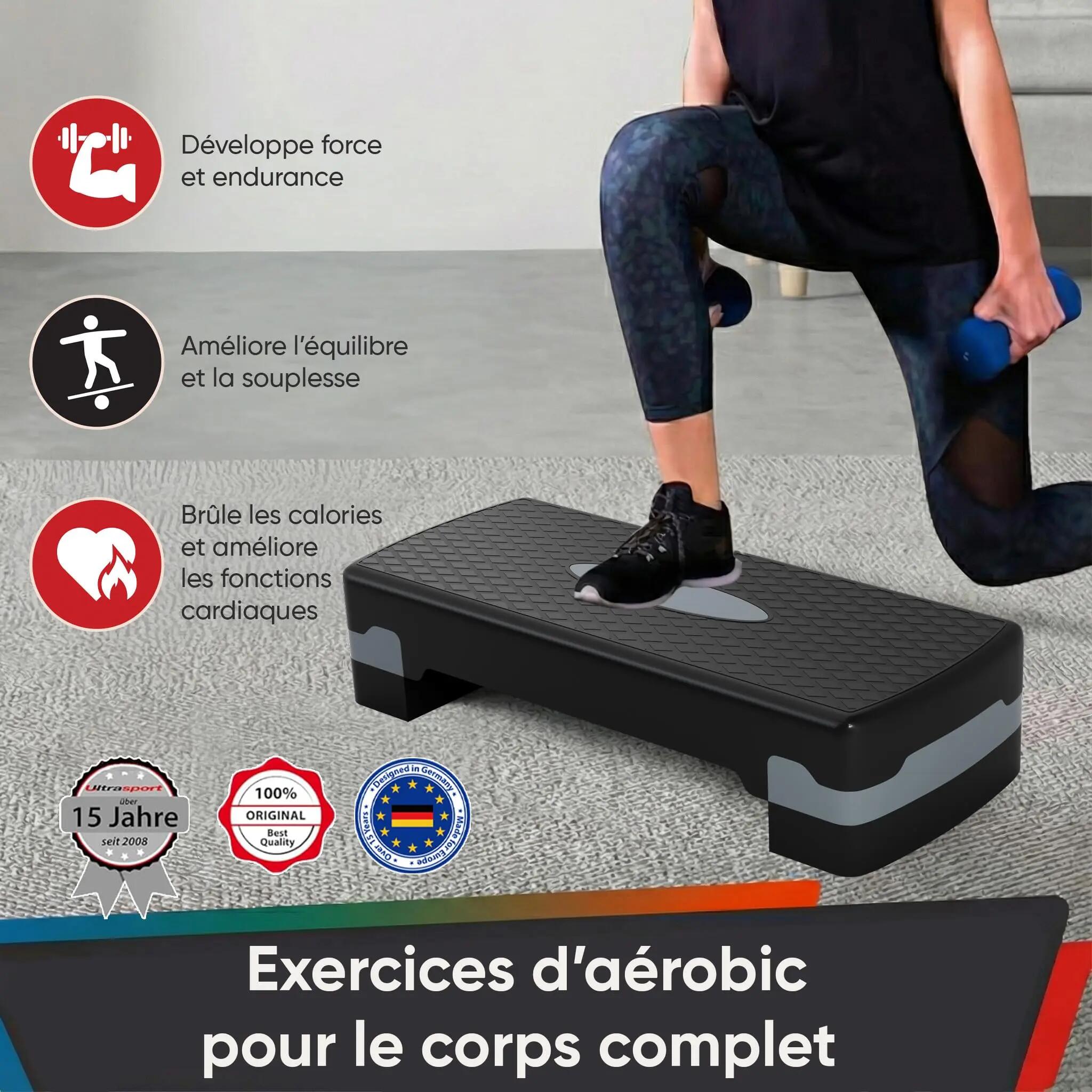 Step Aérobic I Antidérapant, Réglable sur 2 Niveaux I Stepper Fitness 4/6