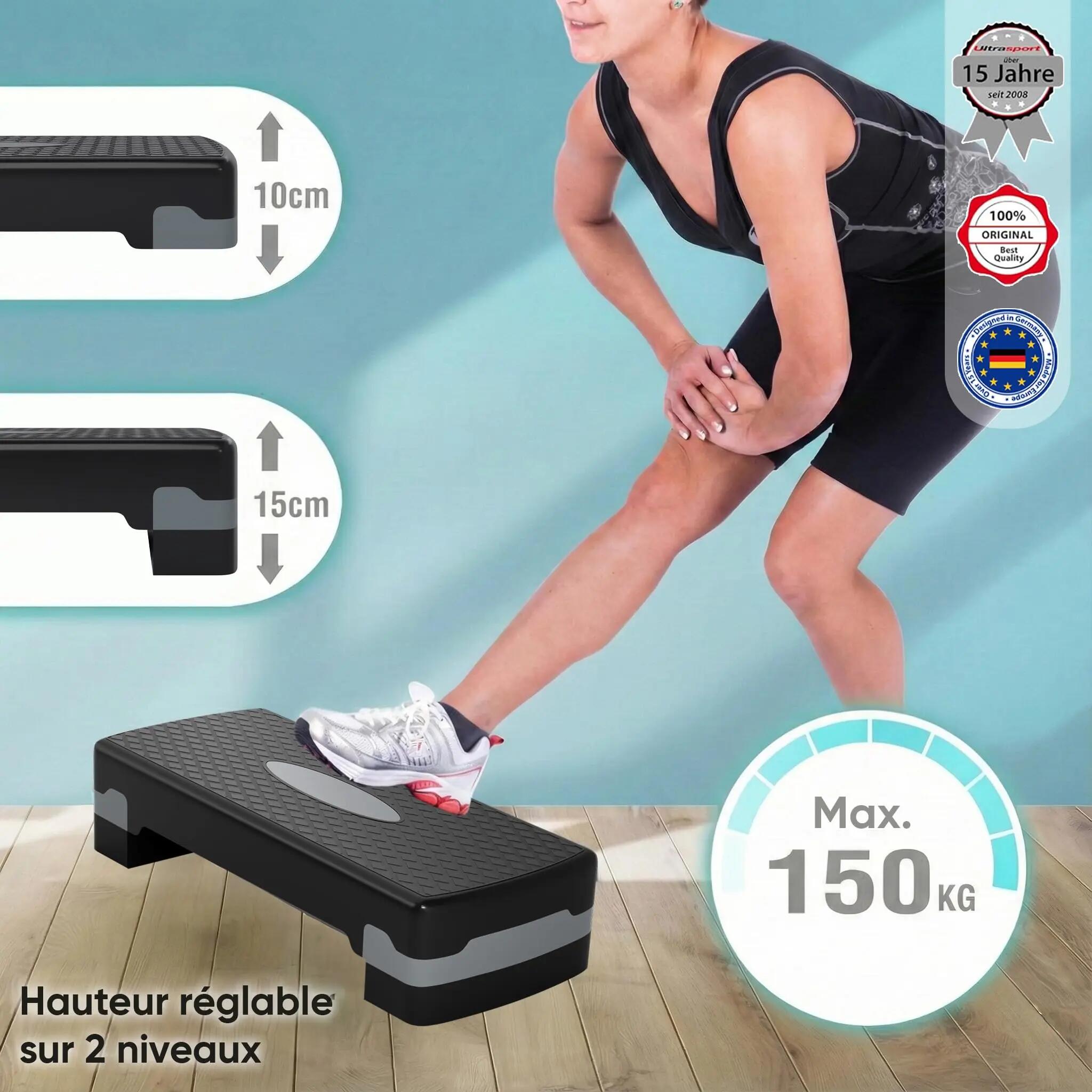 Step Aérobic I Antidérapant, Réglable sur 2 Niveaux I Stepper Fitness 3/6