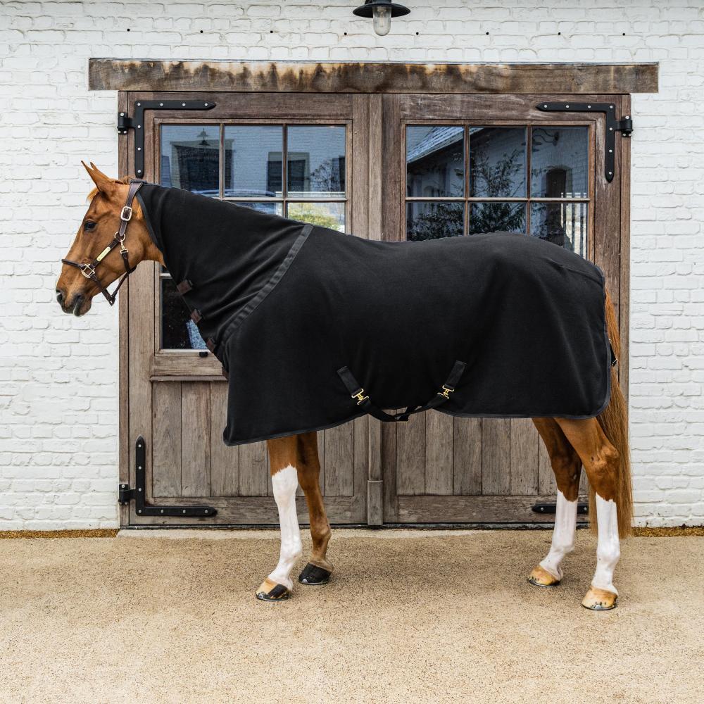 Zweetdeken fleece heavy met nek zwart 140-6'3 3/7