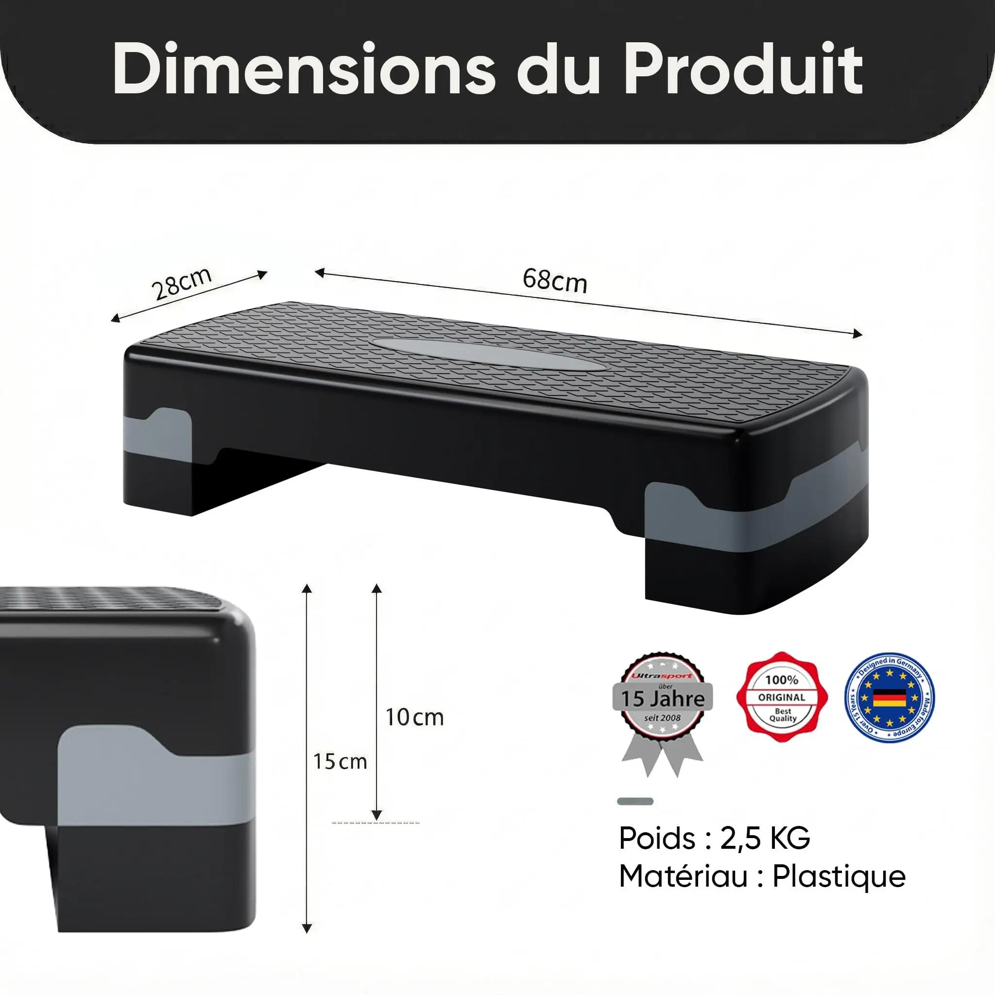 Step Aérobic I Antidérapant, Réglable sur 2 Niveaux I Stepper Fitness 2/6