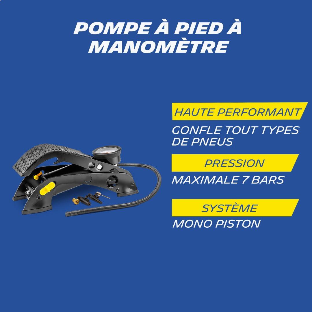 009501 Pompe à Pied avec Manomètre Analogique – 7 Bars, Flexible 80 cm 5/6