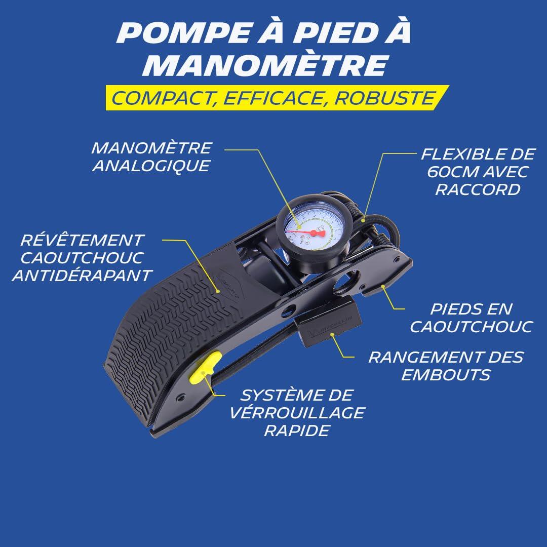 009501 Pompe à Pied avec Manomètre Analogique – 7 Bars, Flexible 80 cm 2/6