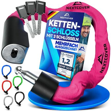 Fietsslot met combinatiecode (sleutel, roze)
