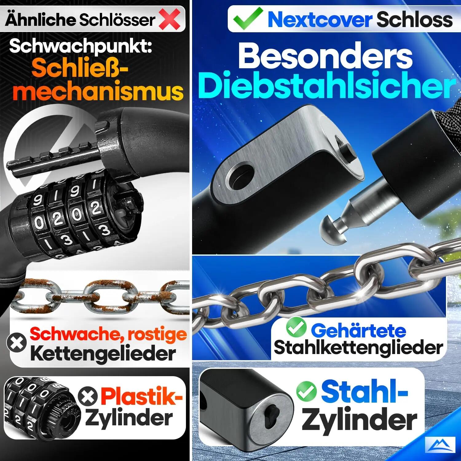 Fietsslot met combinatiecode (sleutel, roze) 4/7
