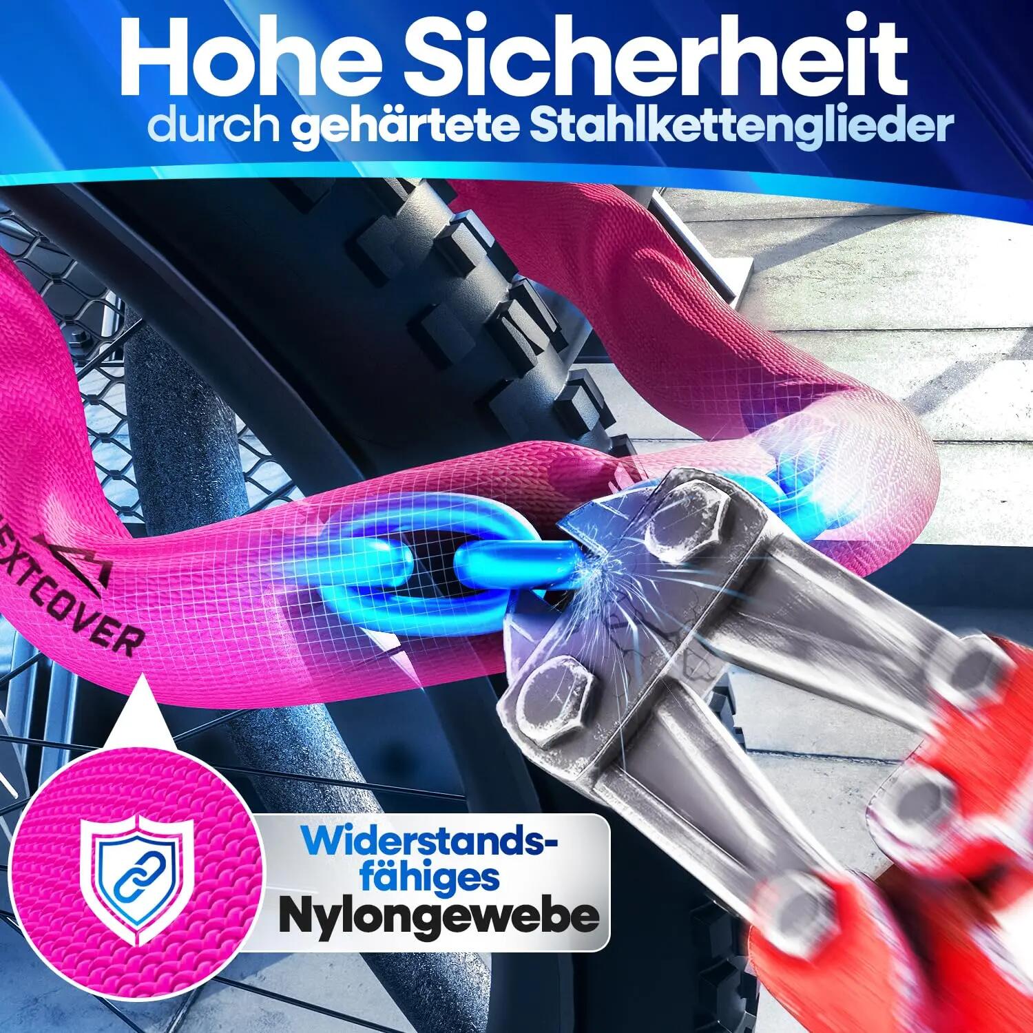 Fietsslot met combinatiecode (sleutel, roze) 3/7