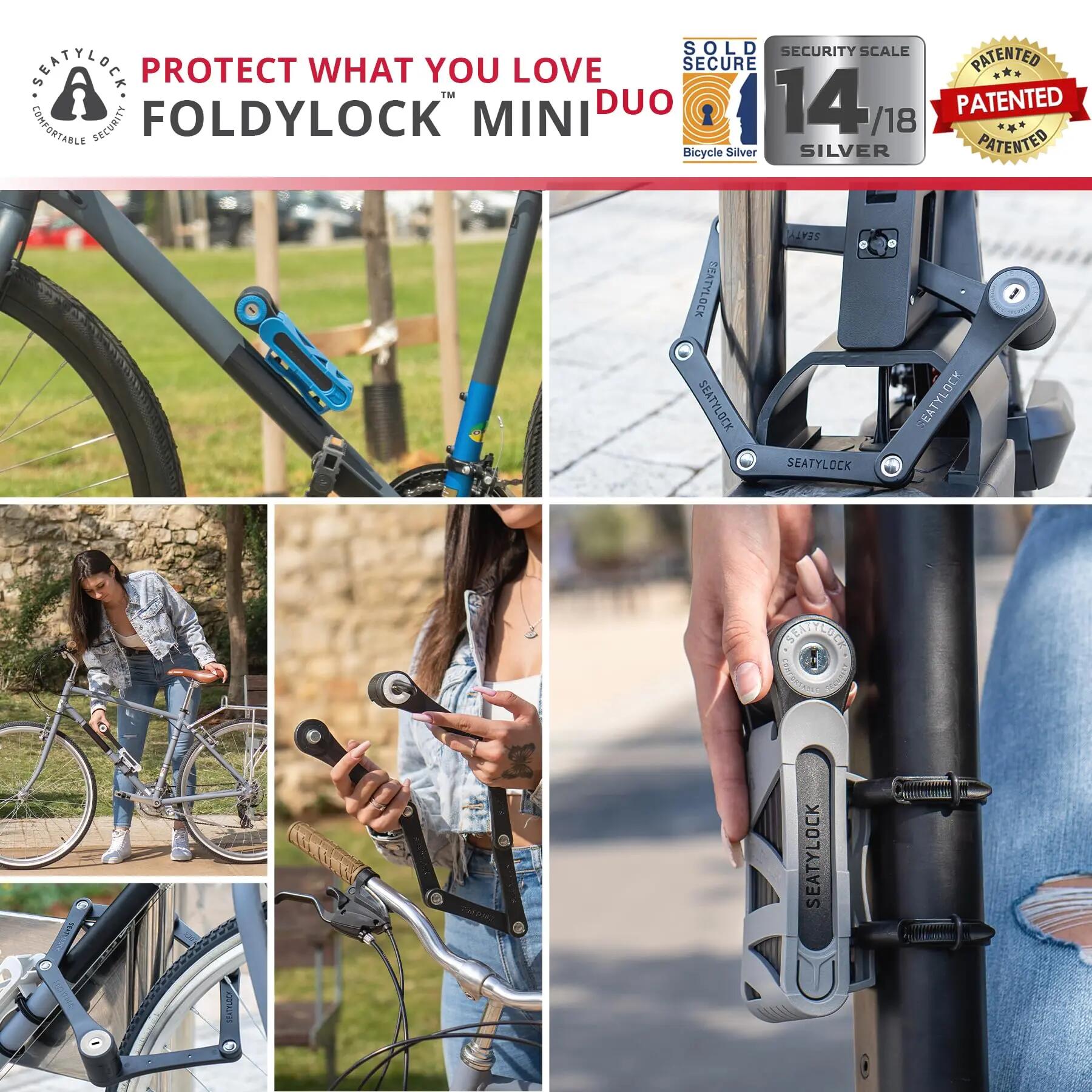 FoldyLock Mini Duo Antivol Pliable - 2 Cadenas Velo avec 6 Clés Identiques 4/5