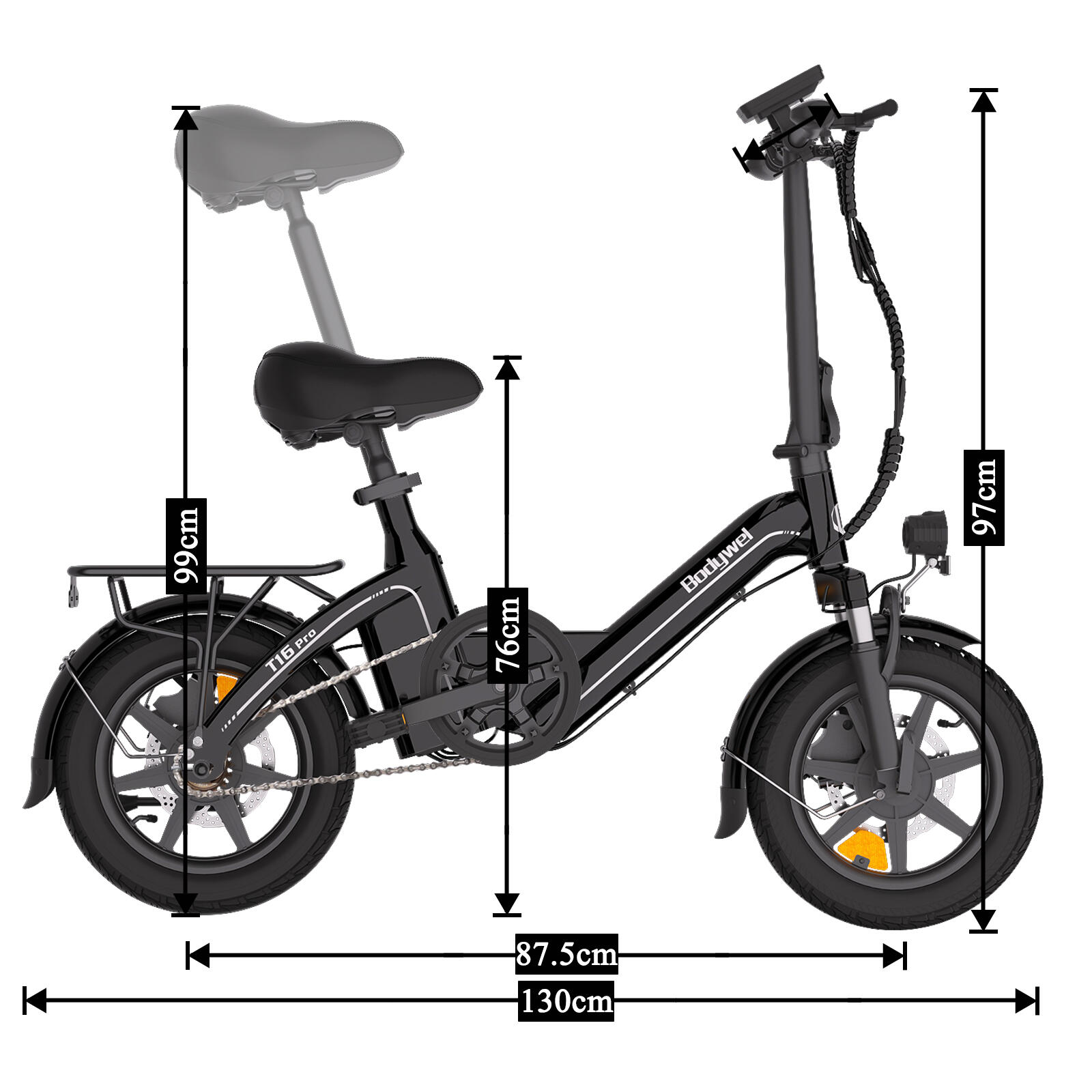 Bicicleta eléctrica plegable BODYWEL T16PRO motor 250W batería 36V 7.8Ah 7/7