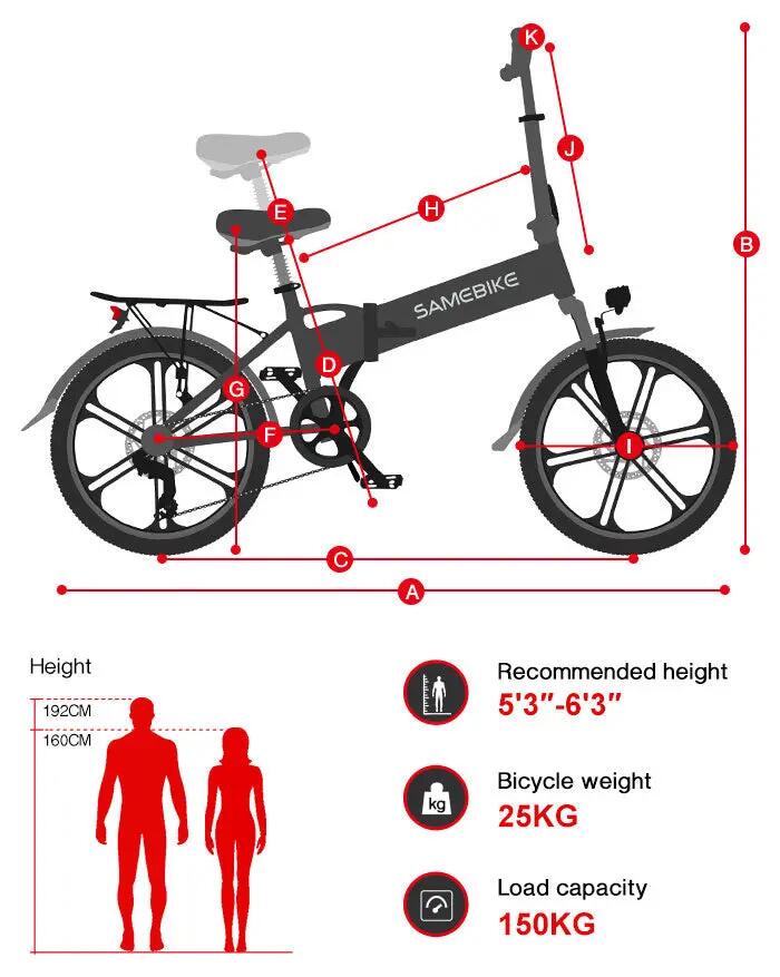 Bicicleta elétrica urbana 20LVXD30-II 250W 48V10Ah 20 polegadas 10/10