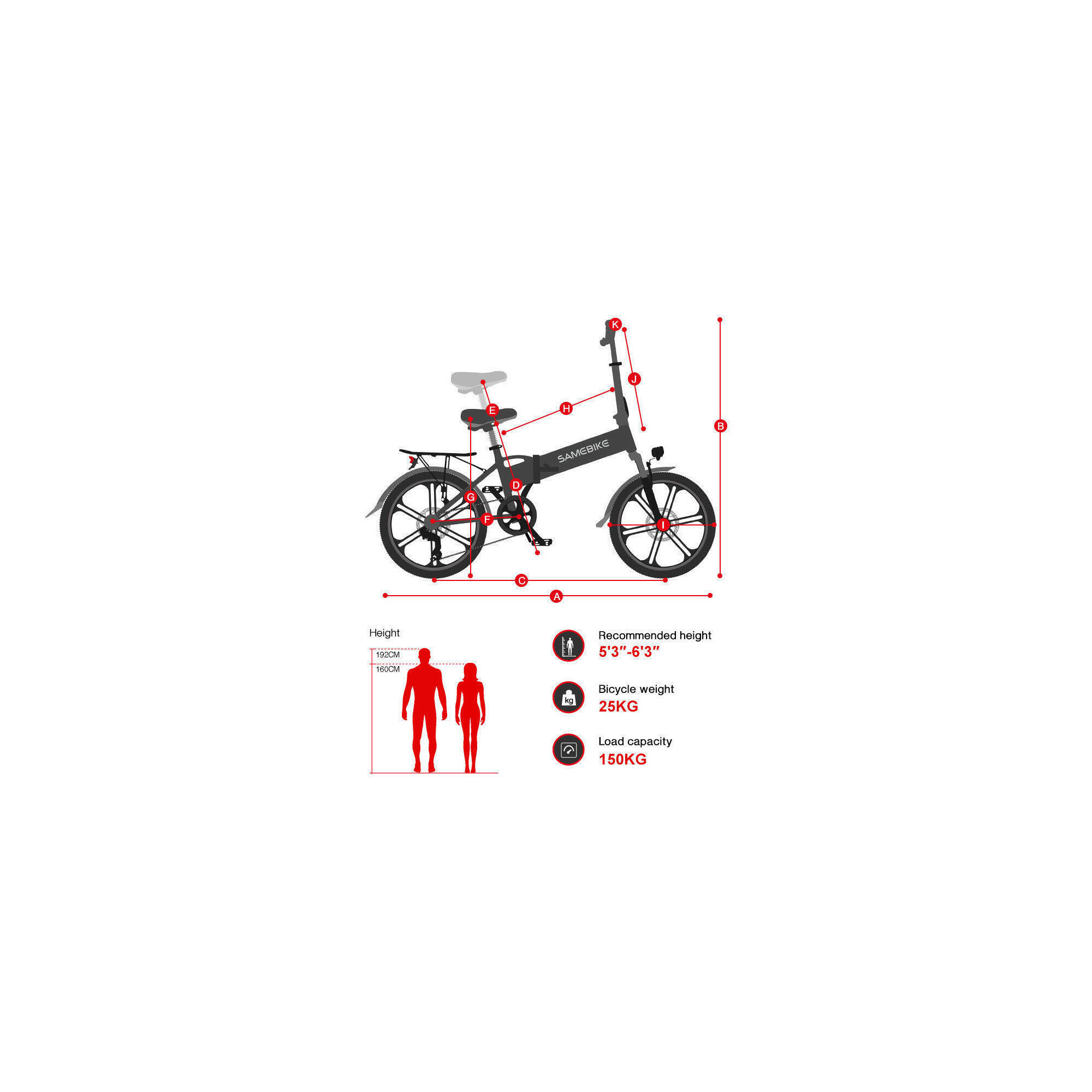 20LVXD30-II bicicletă electrică pentru adulți, baterie 48V 10Ah, roți 20".