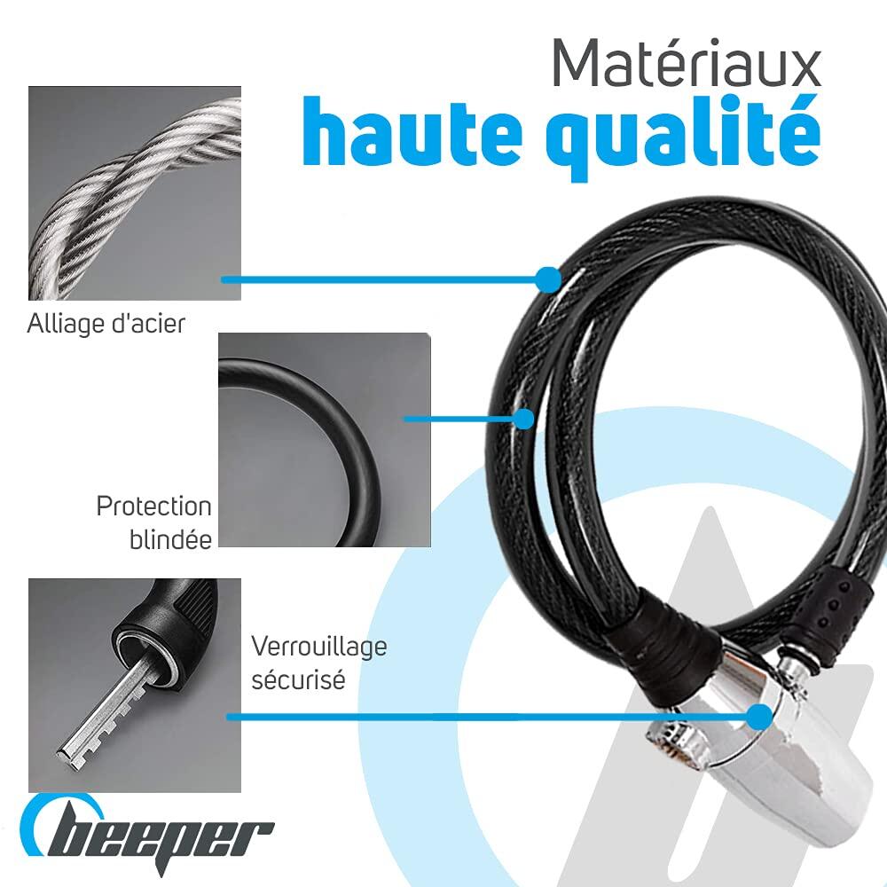 Antivol câble avec Alarme 110 DB - 80 cm AN-CA80 6/7