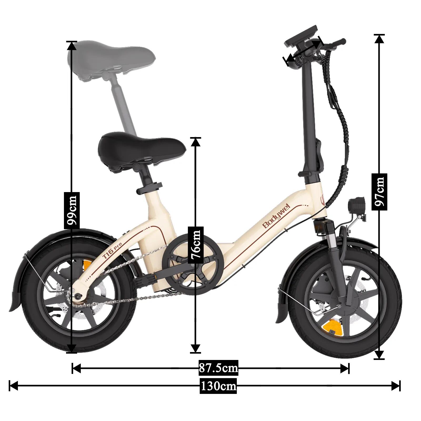 E-Bike dobrável BODYWEL T16PRO motor 250W bateria 36V 7.8Ah 7/7