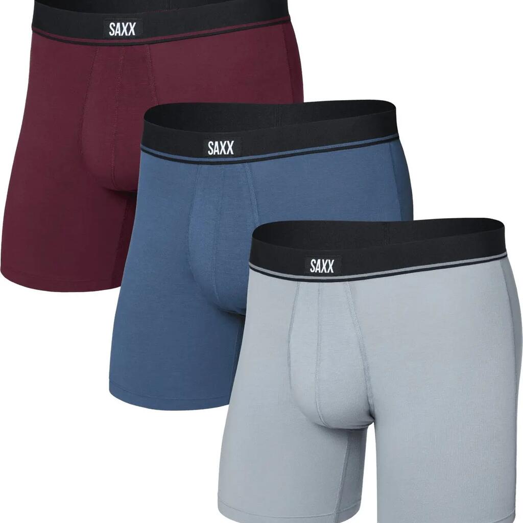 Saxx Essential Cotton Brief Fly Boxer Briefs Gray/Blue/Brown Men's (3-Pack)