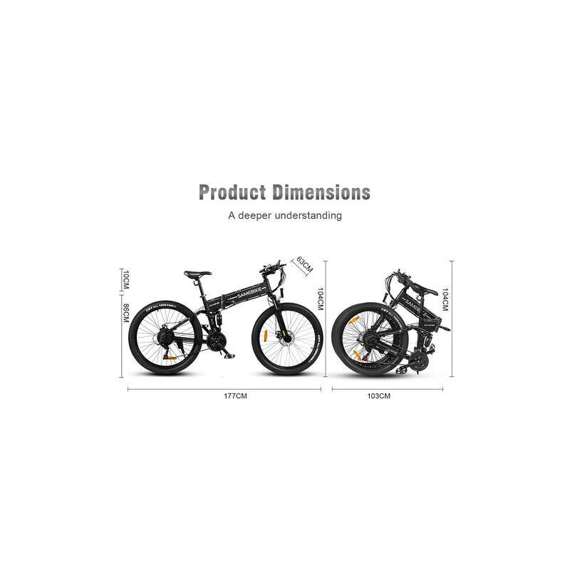 LO26-II-YD bicicletă electrică pliabilă pentru adulți, baterie 48V 14Ah, roți 26