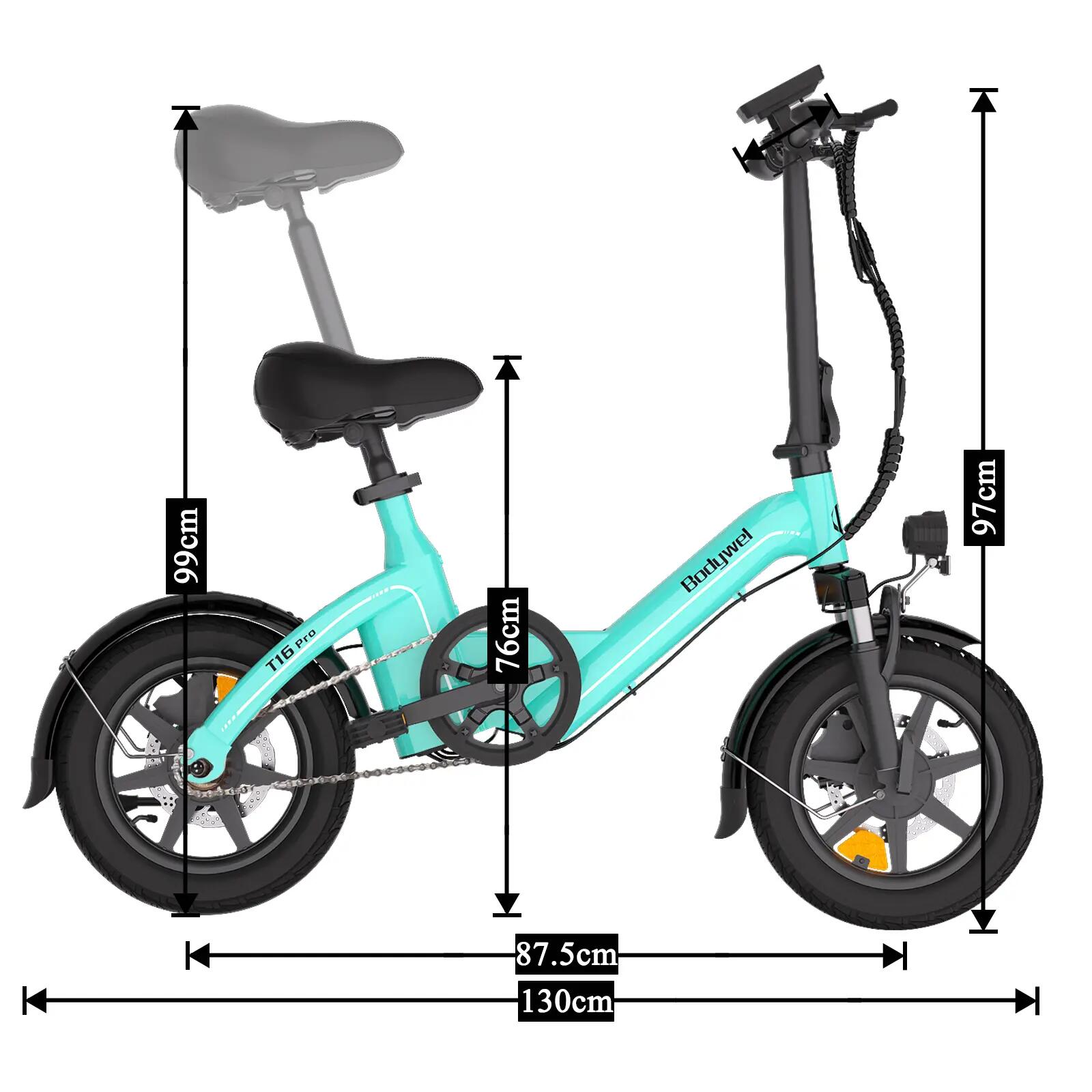 Opvouwbare E-Bike BODYWEL T16PRO 250W motor 36V 7.8Ah accu 7/7