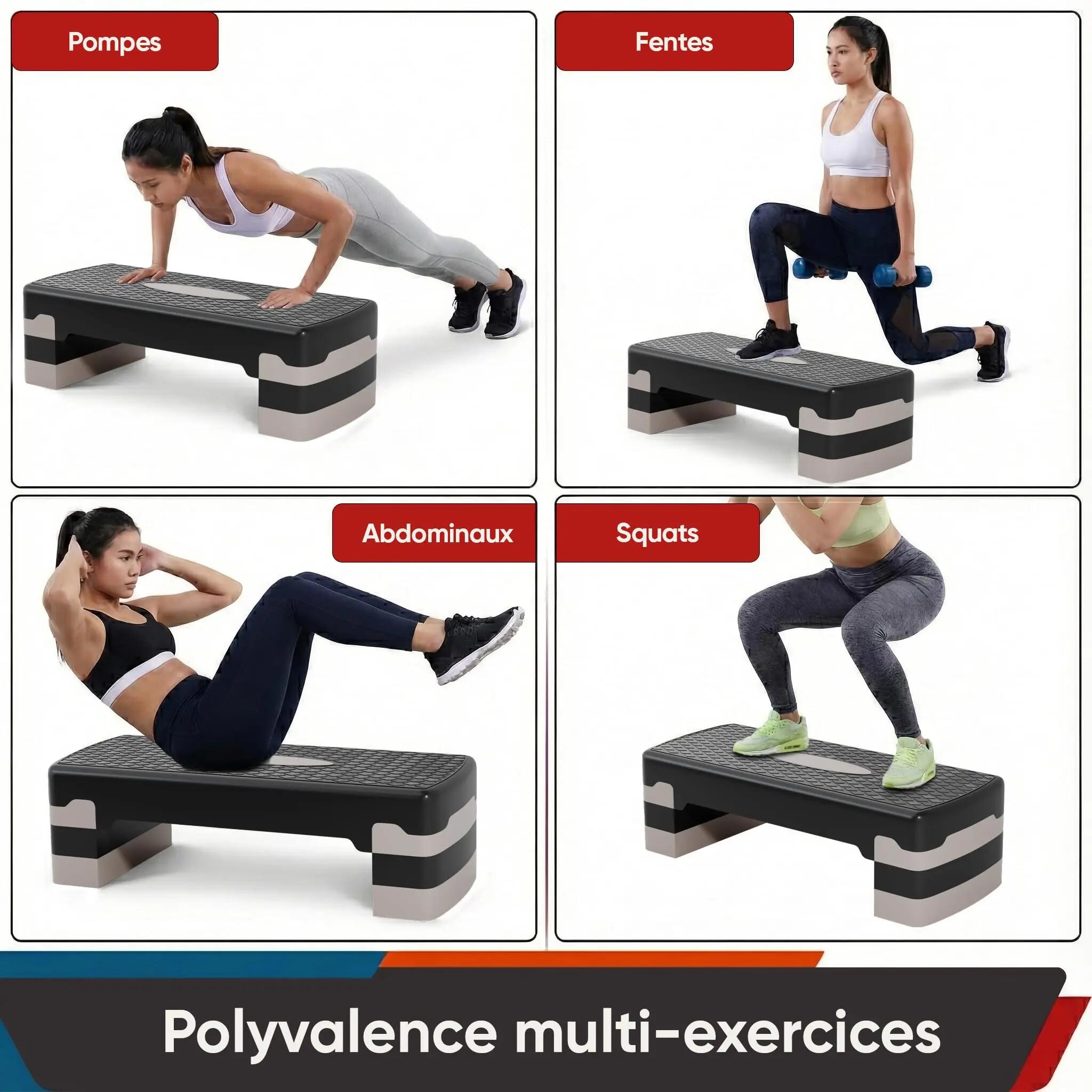 Step Aérobic I Antidérapant, Réglable sur 3 Niveaux I Stepper Fitness 5/6