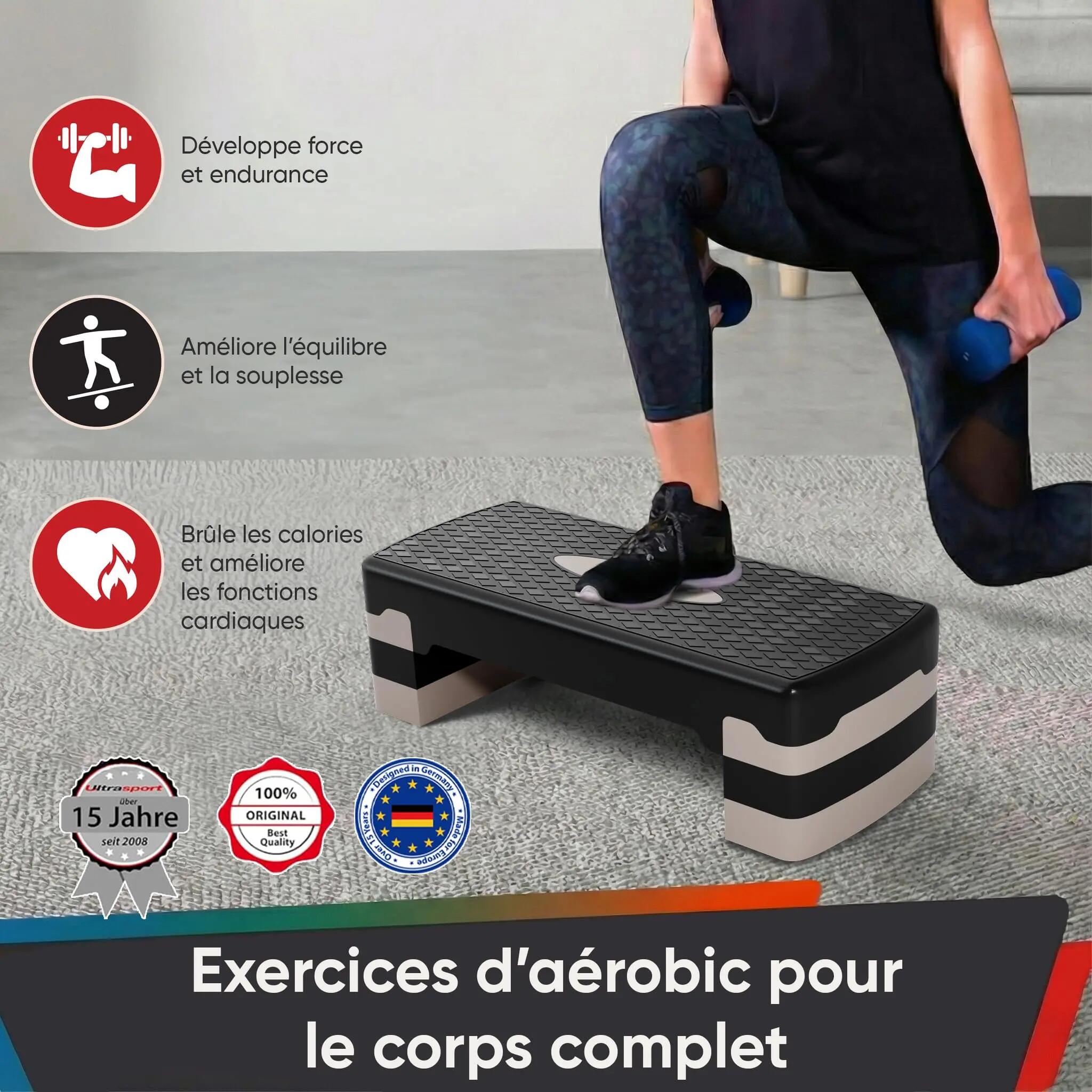 Step Aérobic I Antidérapant, Réglable sur 3 Niveaux I Stepper Fitness 4/6