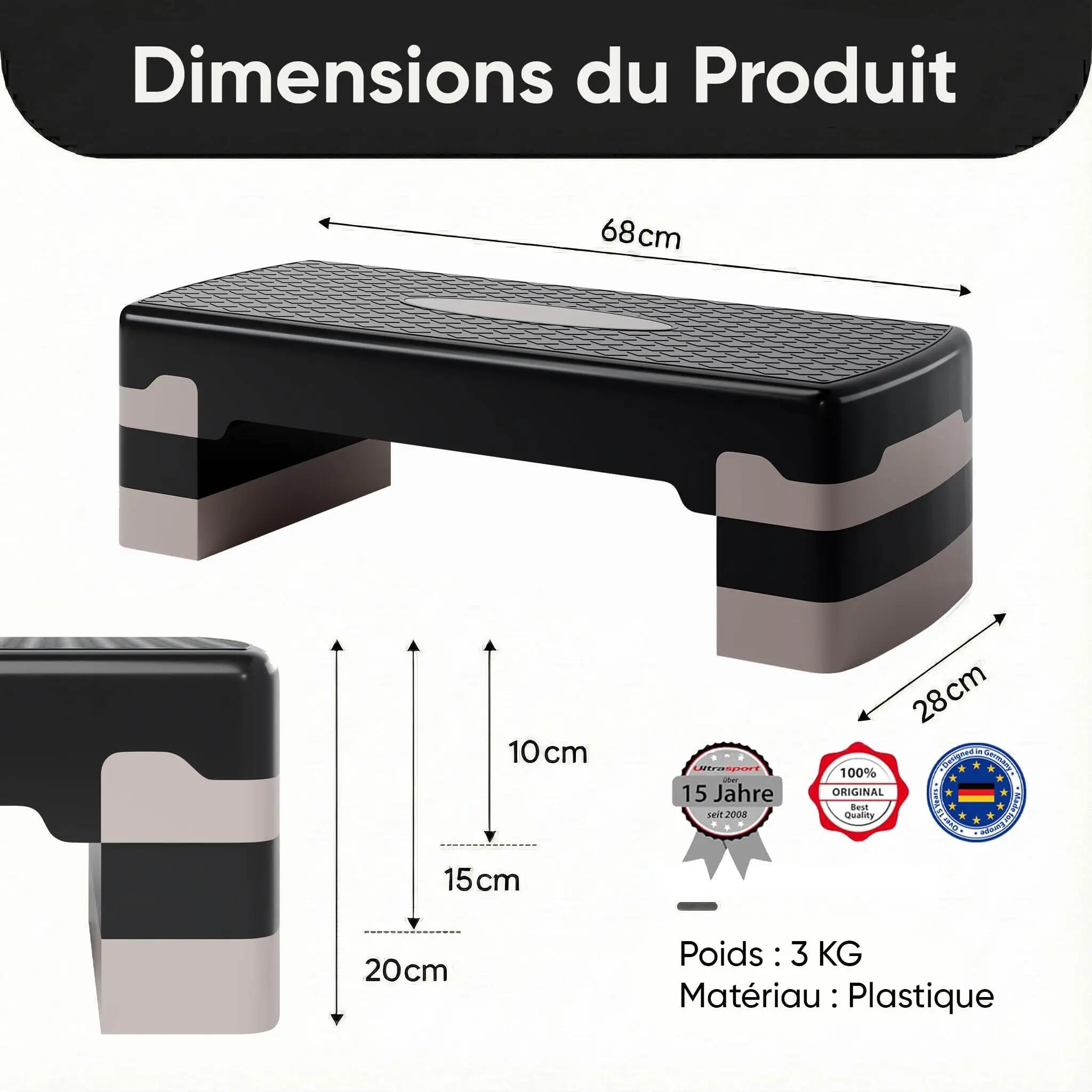 Step Aérobic I Antidérapant, Réglable sur 3 Niveaux I Stepper Fitness 2/6