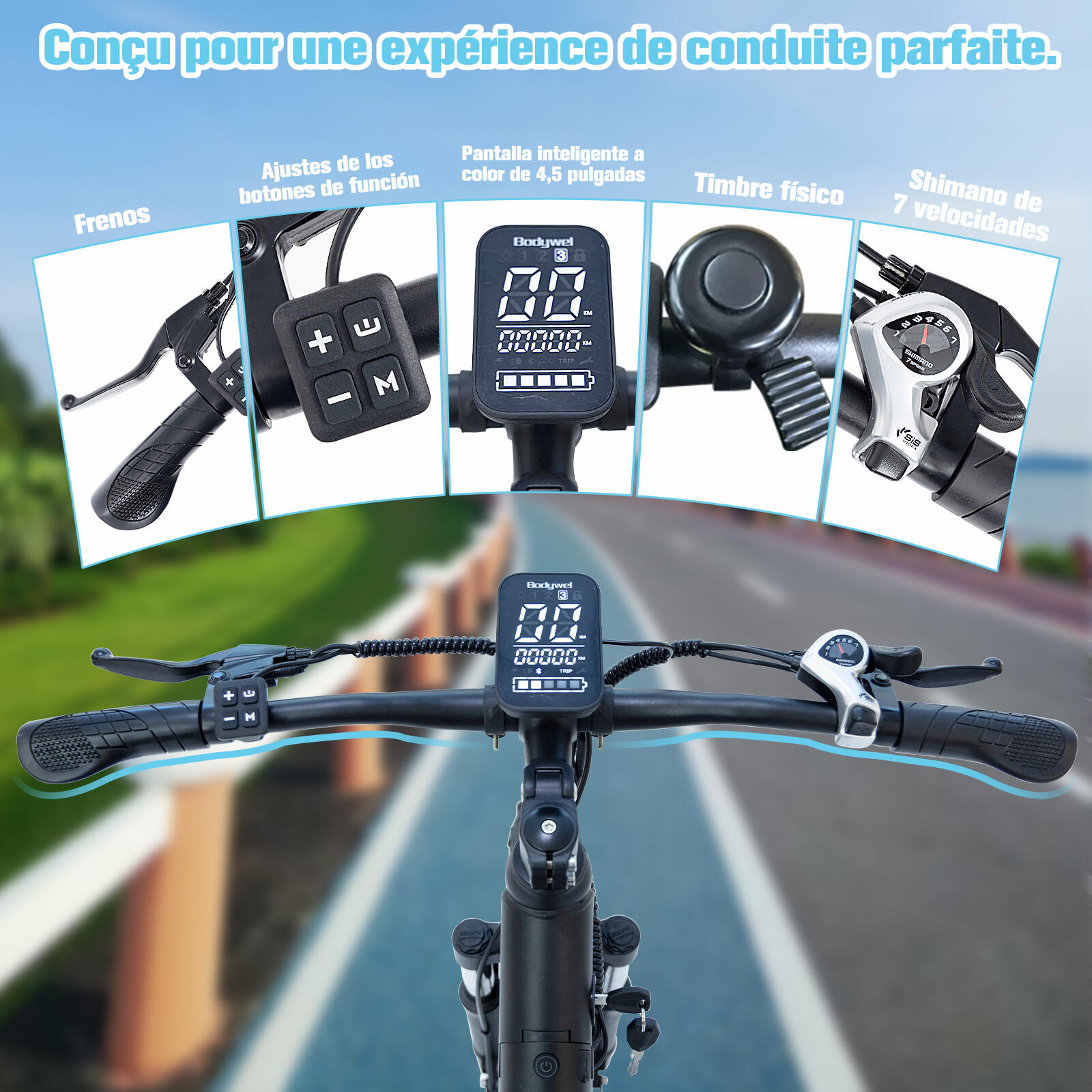 A26 vélo électrique adulte, batterie 36V13Ah, pneus 26", Shimano 7 vitesses. 8/8