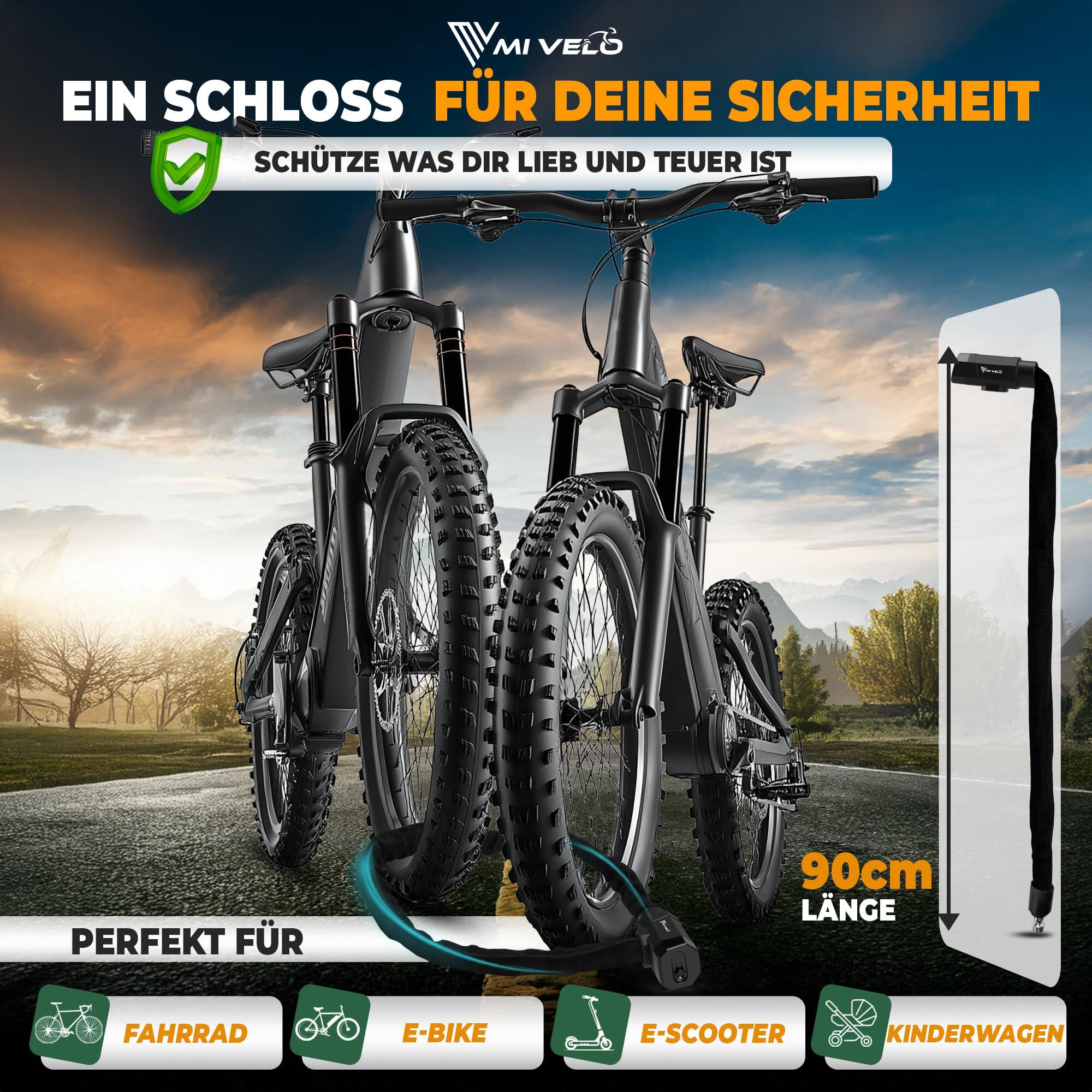 Antivol pour vélo - Haute sécurité - Antivol de vélo avec chaîne carrée de 6 mm 3/7