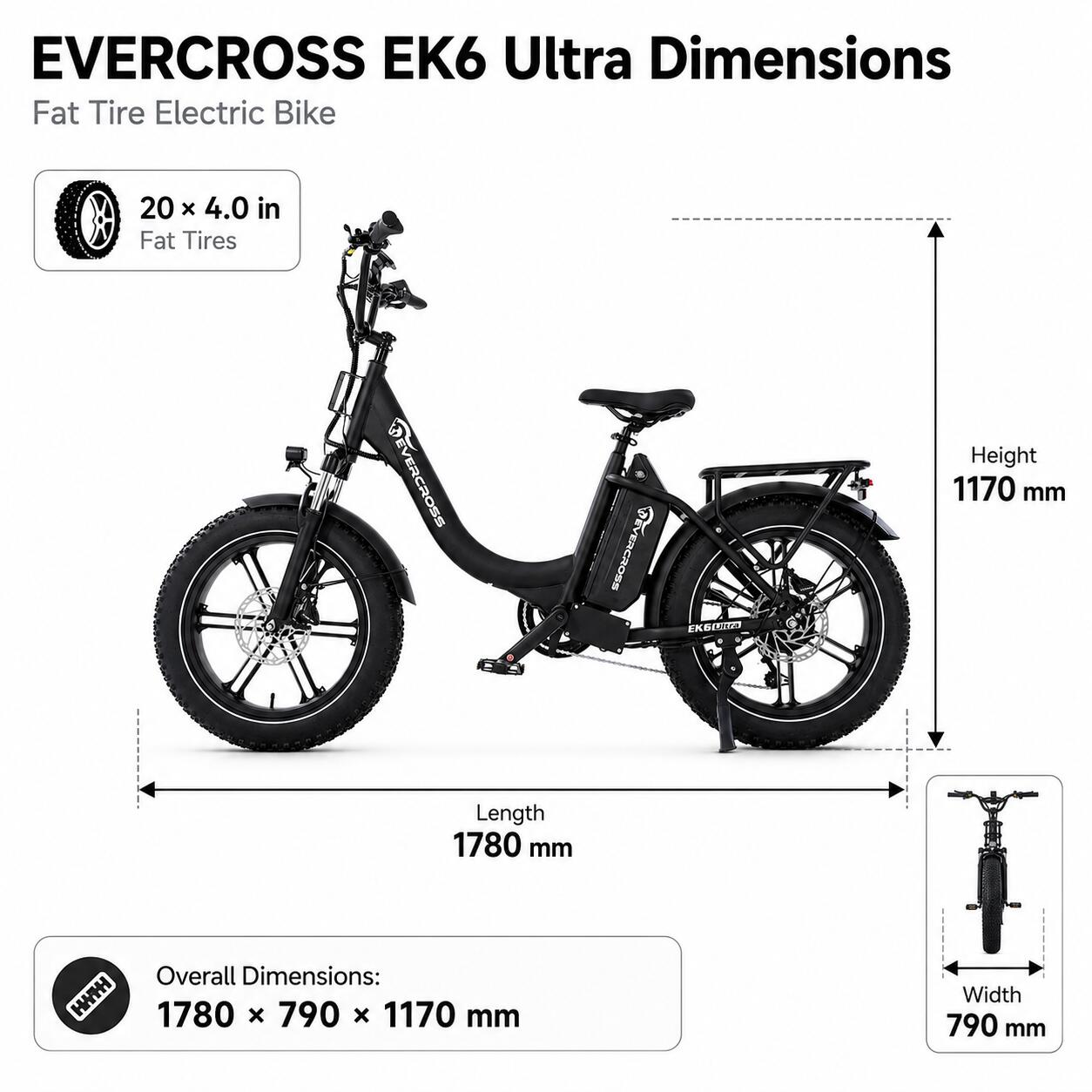 E-Bike EK6 Ultra-Drehmomentsensor-20x4.0 Fat Tires-Herausnehmbarer Akku 864Wh 2/10