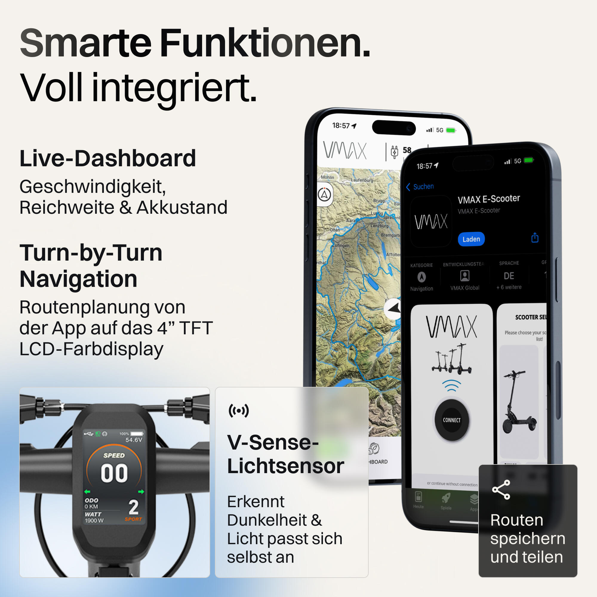 VMAX VX2 Hub E-Scooter – 90 km Reichweite, 35 % Steigung, vollgefedert 3/8