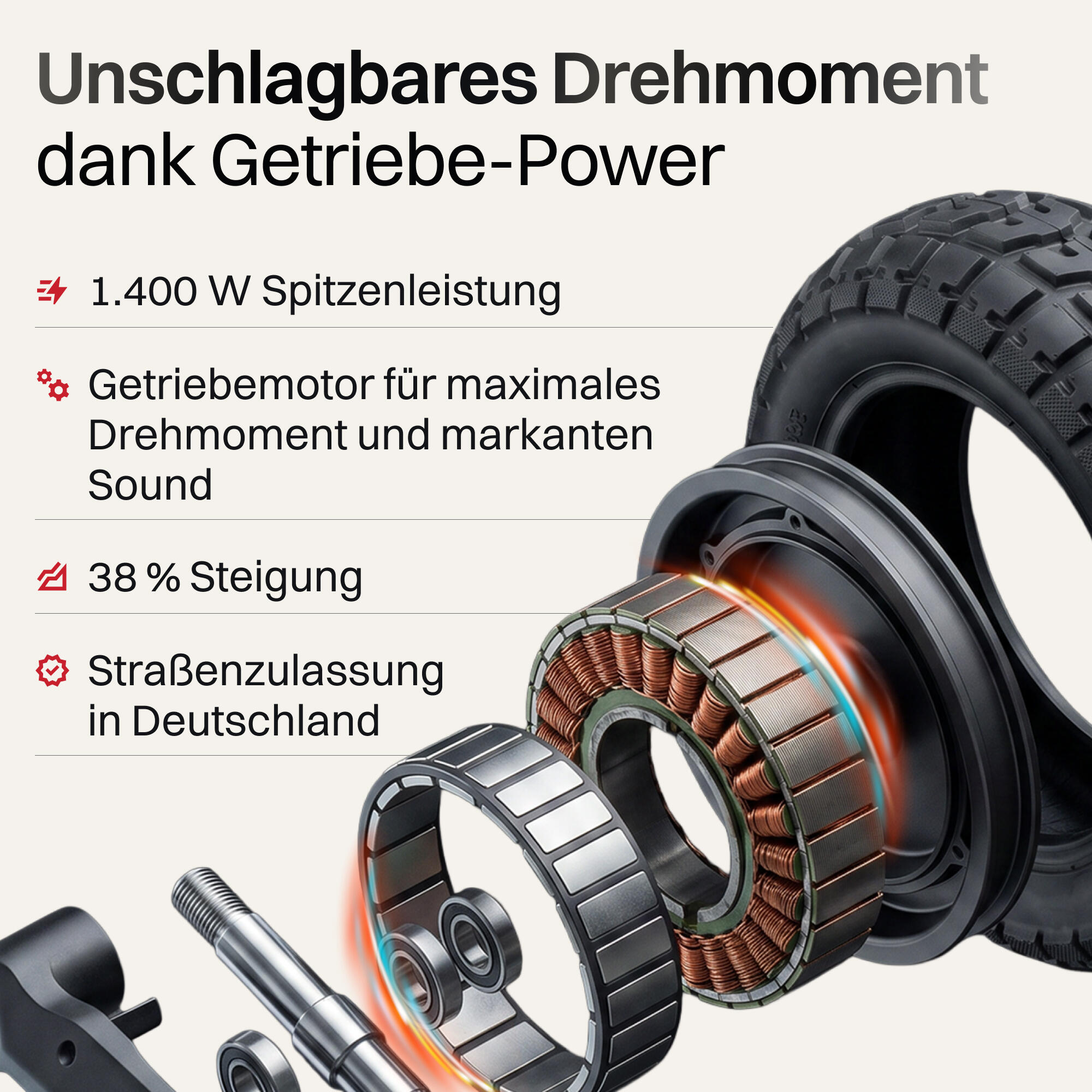 VMAX NEW VX2 Gear E-Scooter – 80 km Reichweite, Straßenzulassung, vollgefedert, 2/8