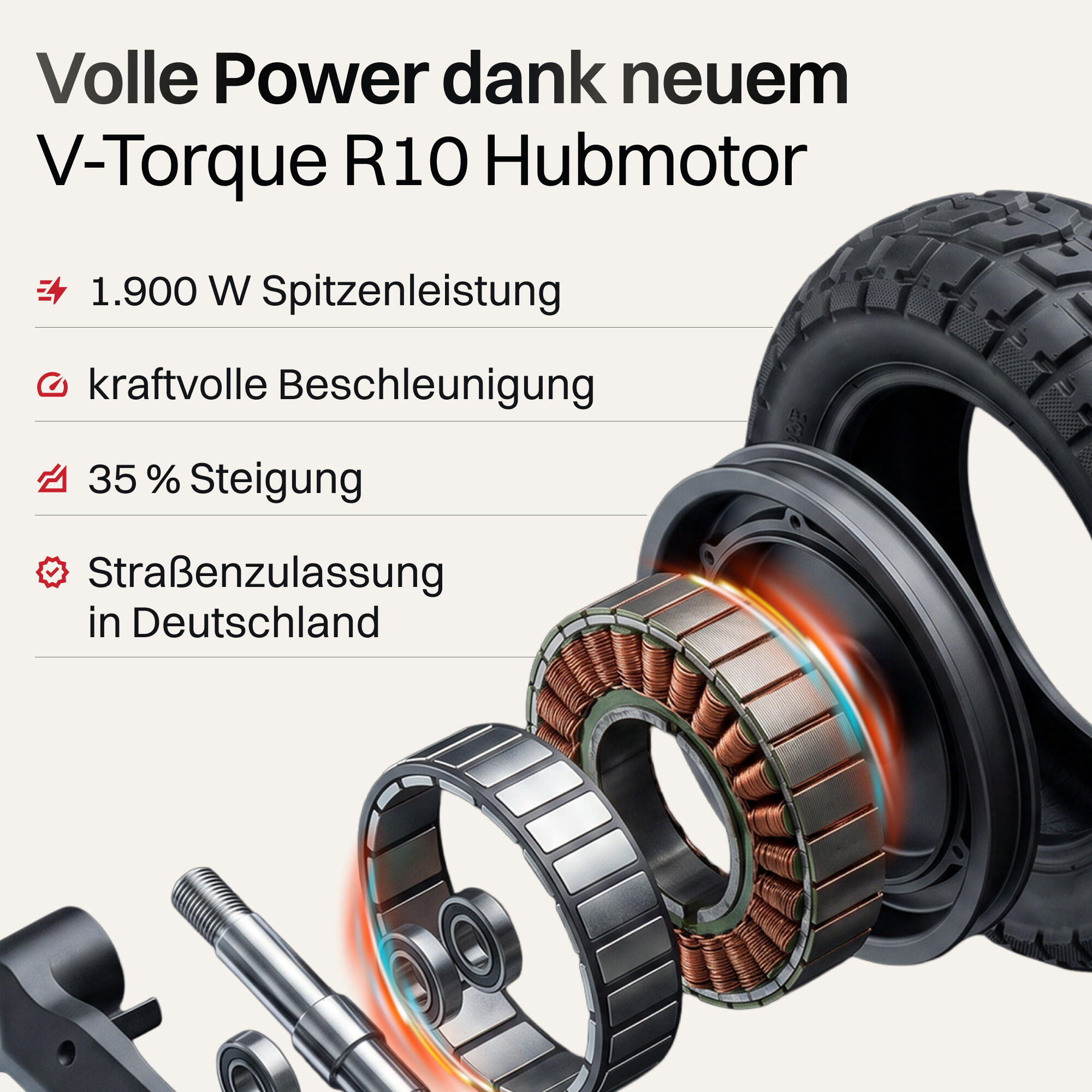 VX2 Hub E-Scooter – 70 km Reichweite, 35 % Steigung, vollgefedert 2/8