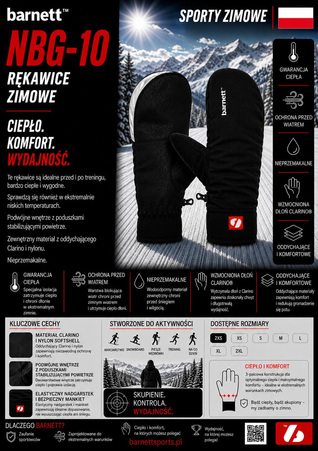 NBG-10 Schwarze Winter-Skihandschuhe für sehr kalte Temperaturen (-5°/-20°C) 6/6