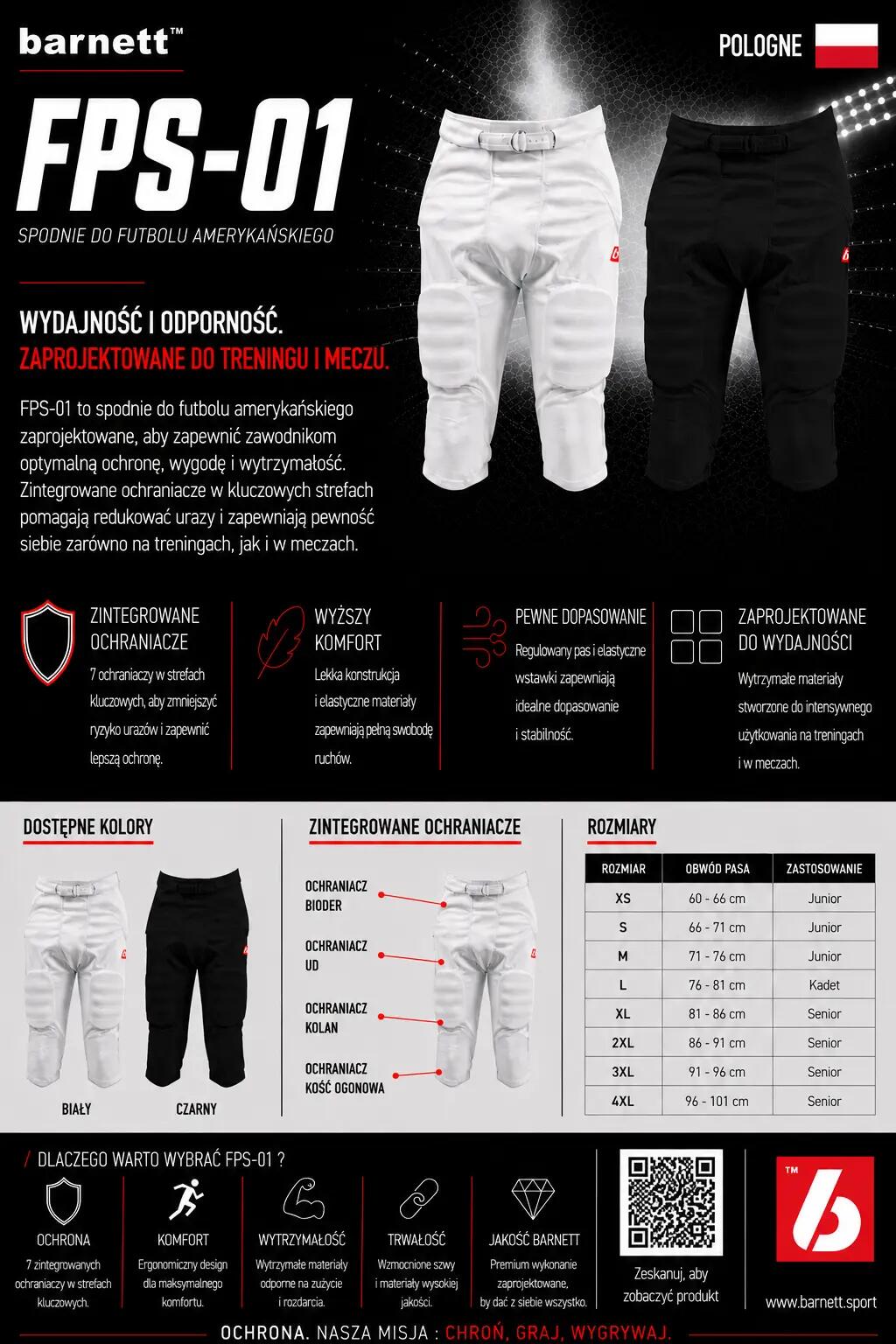FPS-01 Blanc pantalon avec protections intégrées, 7 pads 5/5