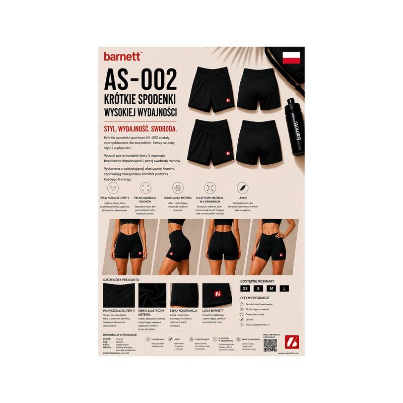 AS-002 Pantaloni scurți pentru alergare și fitness, Negru