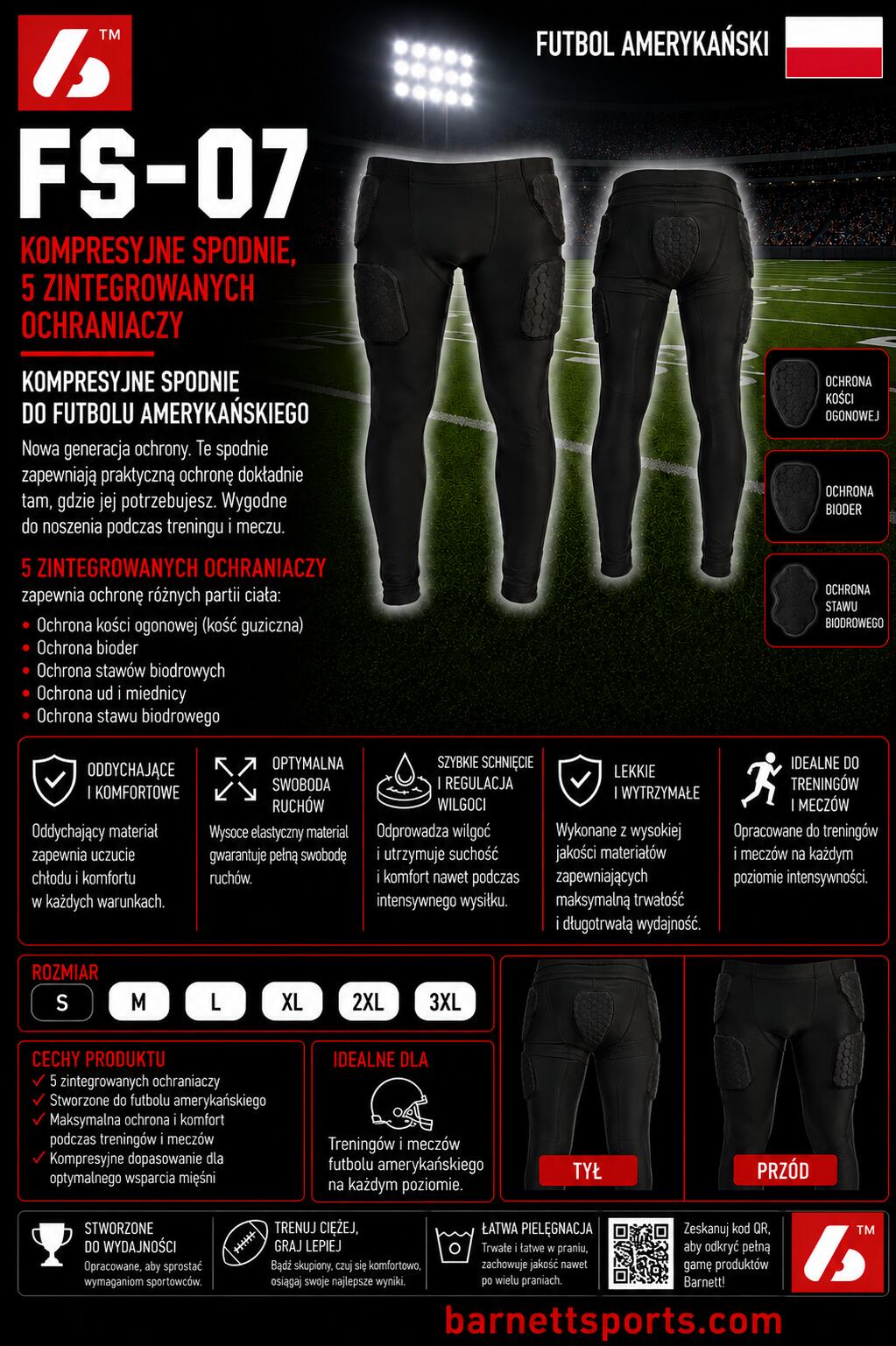 Kompressionshose, 5 integrierte Teile, American Football FS-07 5/5