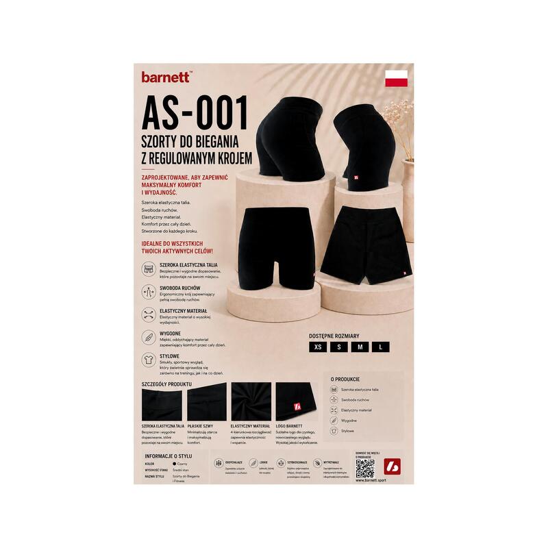 AS-001 Pantaloni scurți pentru alergare și fitness, Negru