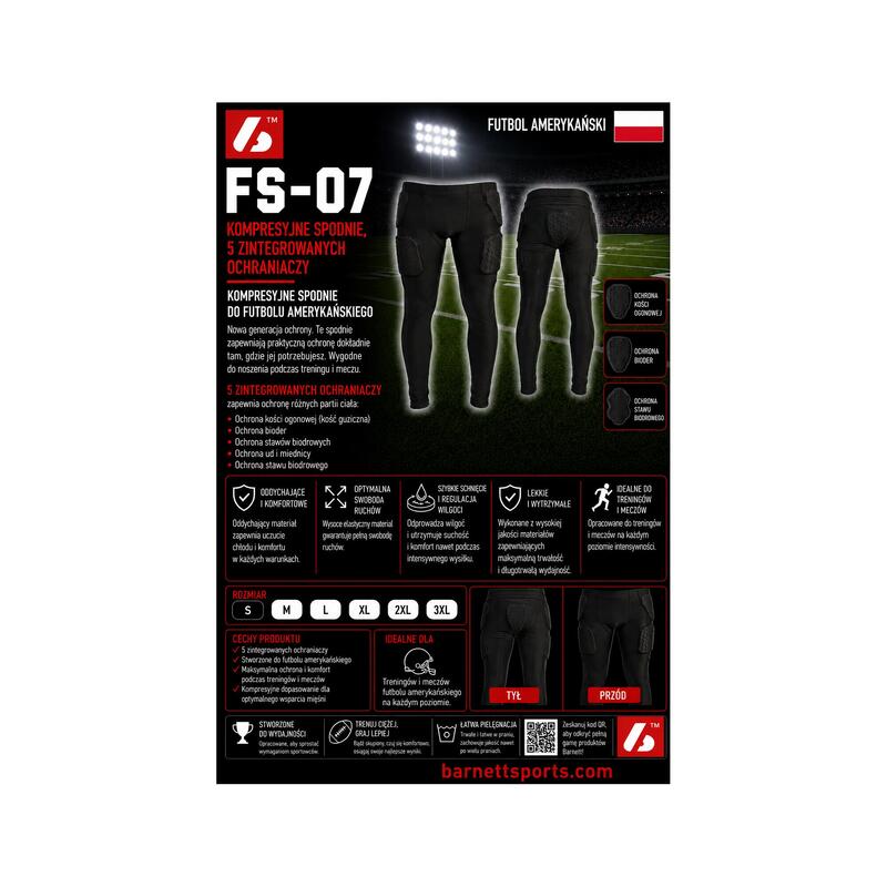  Pantaloni de compresie, 5 piese integrate, fotbal american FS-07